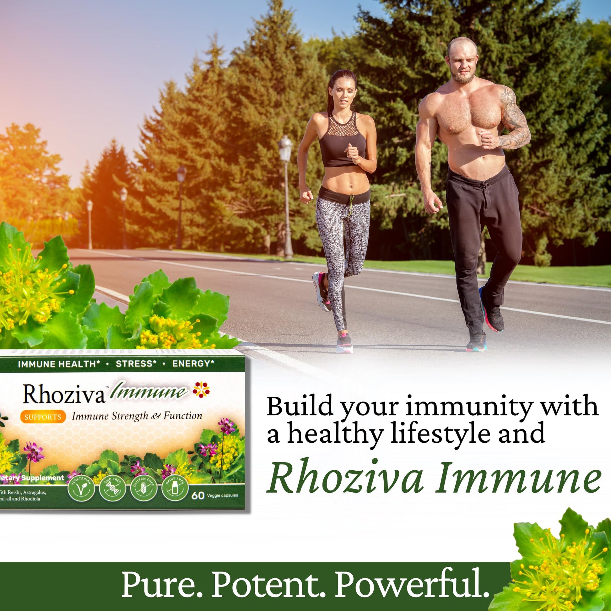 Immune Support, Energy Booster with Vitamin C, D3 and Zinc Supplement, Rhodiola Rosea, Reishi Mushroom Extract, Astragalus, Overall Wellness and Daily Habit - 60 Capsules Rhoziva uk supplements