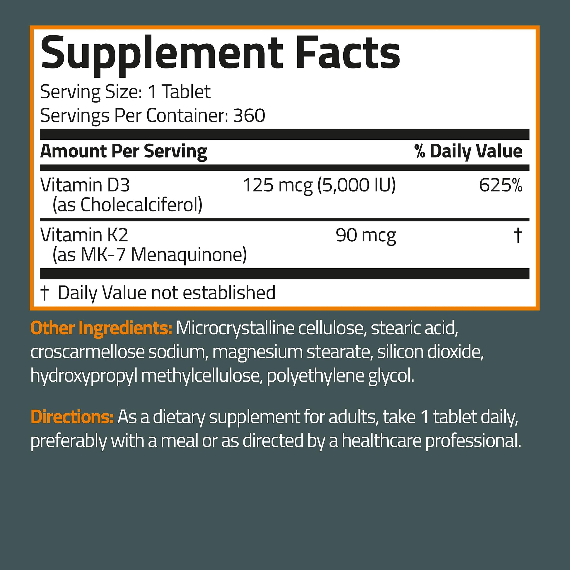 Bronson Basics Vitamin K2 D3 (MK7) Supplement Non-GMO Formula 5000IU (125 mcg) Bronson uk supplements