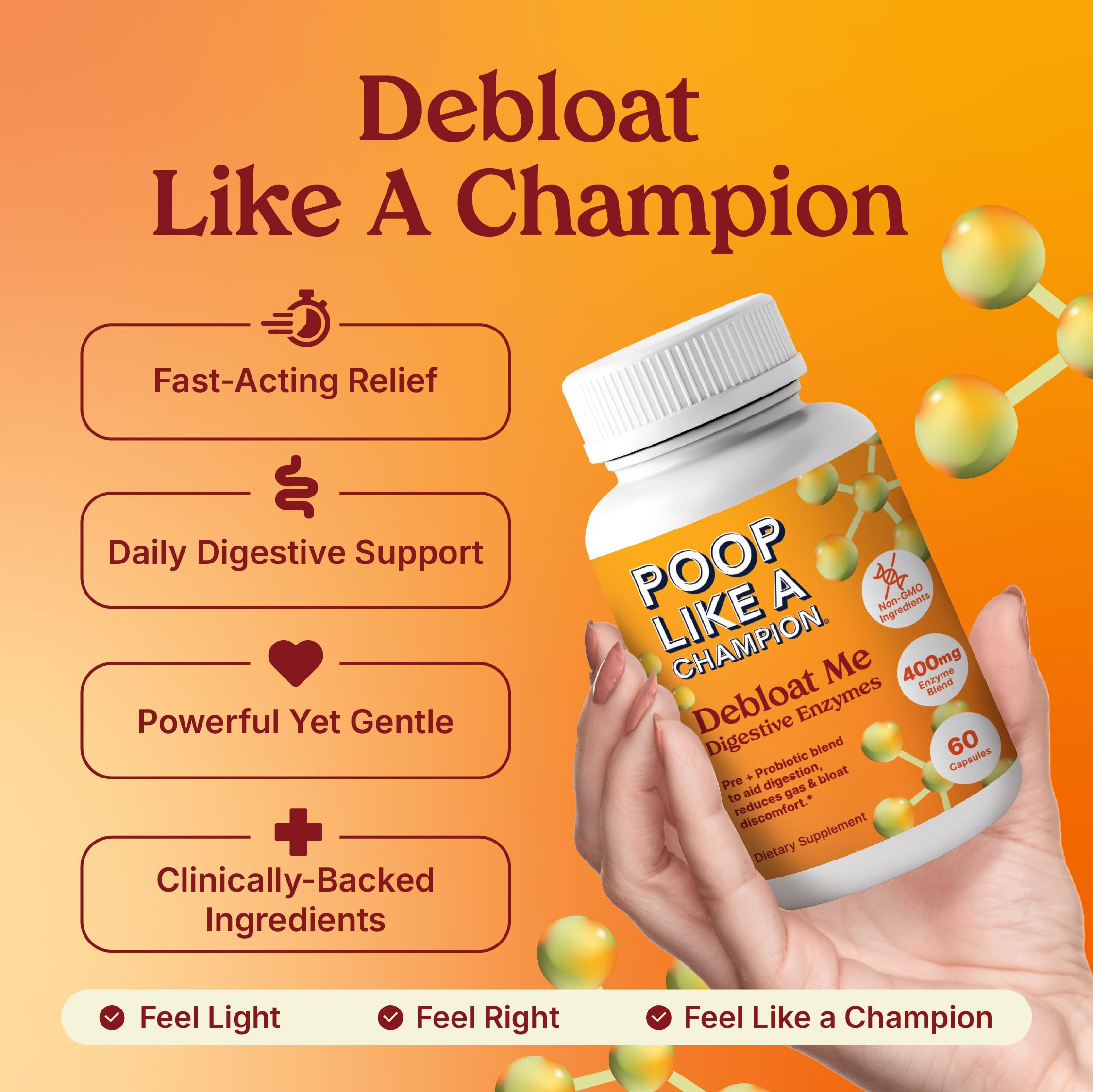 Poop Like a Champion Bloating Relief Digestive Enzymes, Probiotic Powered Capsules to Support Digestive Health and Gas Relief, 60 Capsules Poop Like a Champion uk supplements