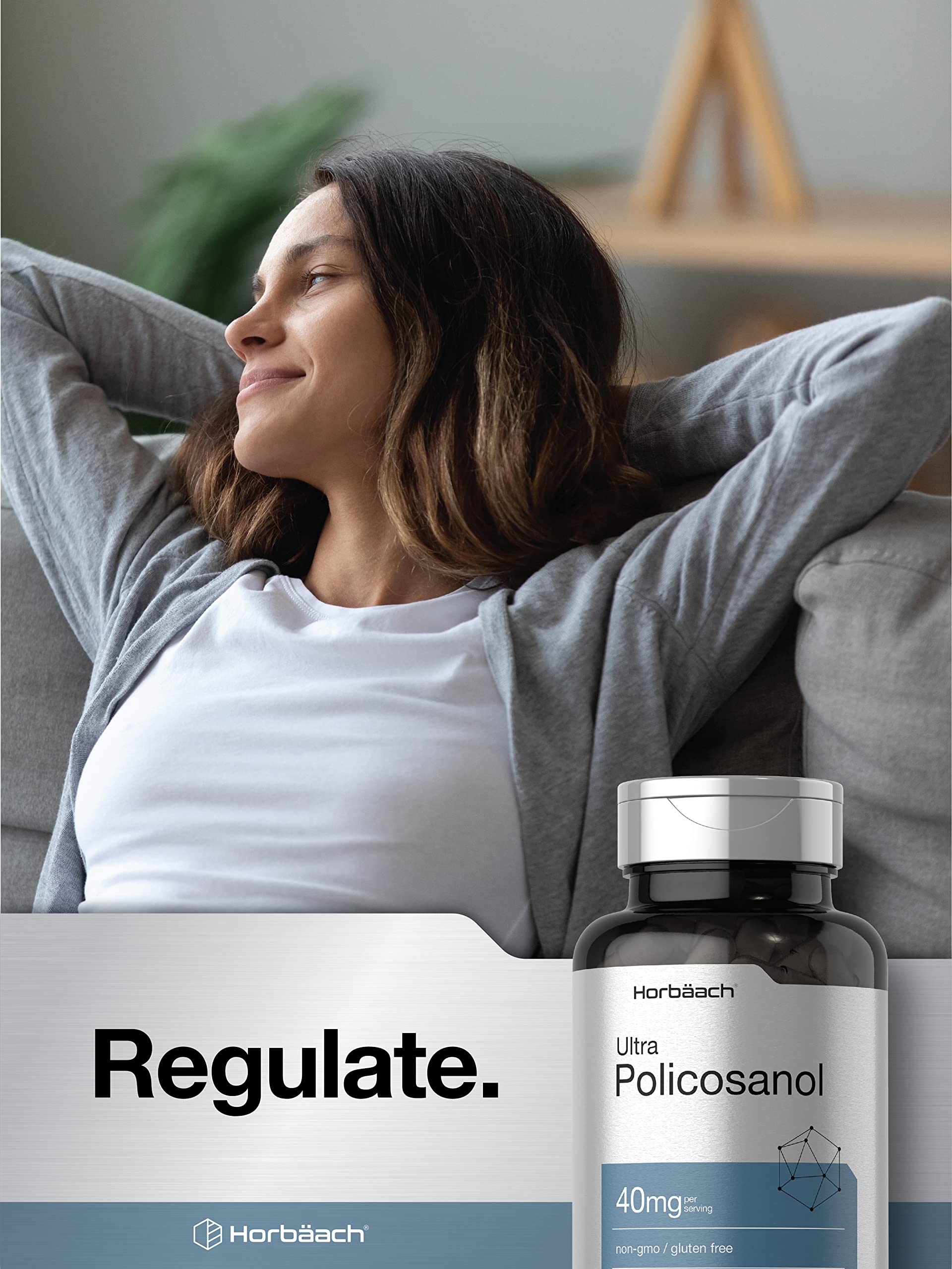 Policosanol 40mg | 200 Capsules | Non-GMO and Gluten Free | by Horbaach Horbäach uk supplements