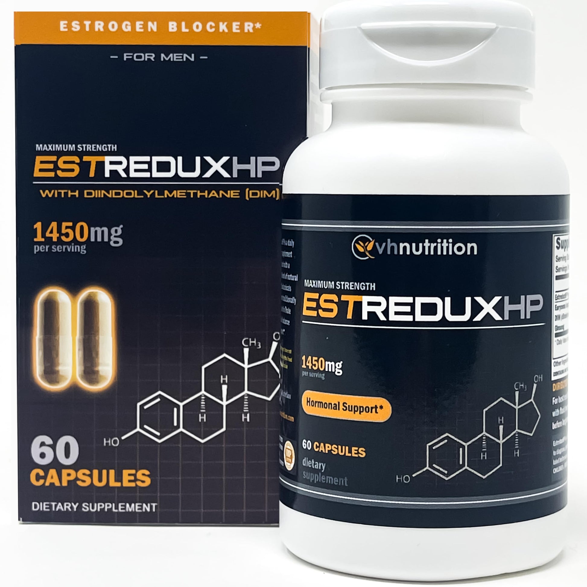 VH Nutrition ESTREDUX HP - with DIM | Estrogen Blocker for Men* | 1450mg of Maximum Strength Hormone Support, Tongkat Ali, Ashwagandha | 60 Capsules VH Nutrition uk supplements