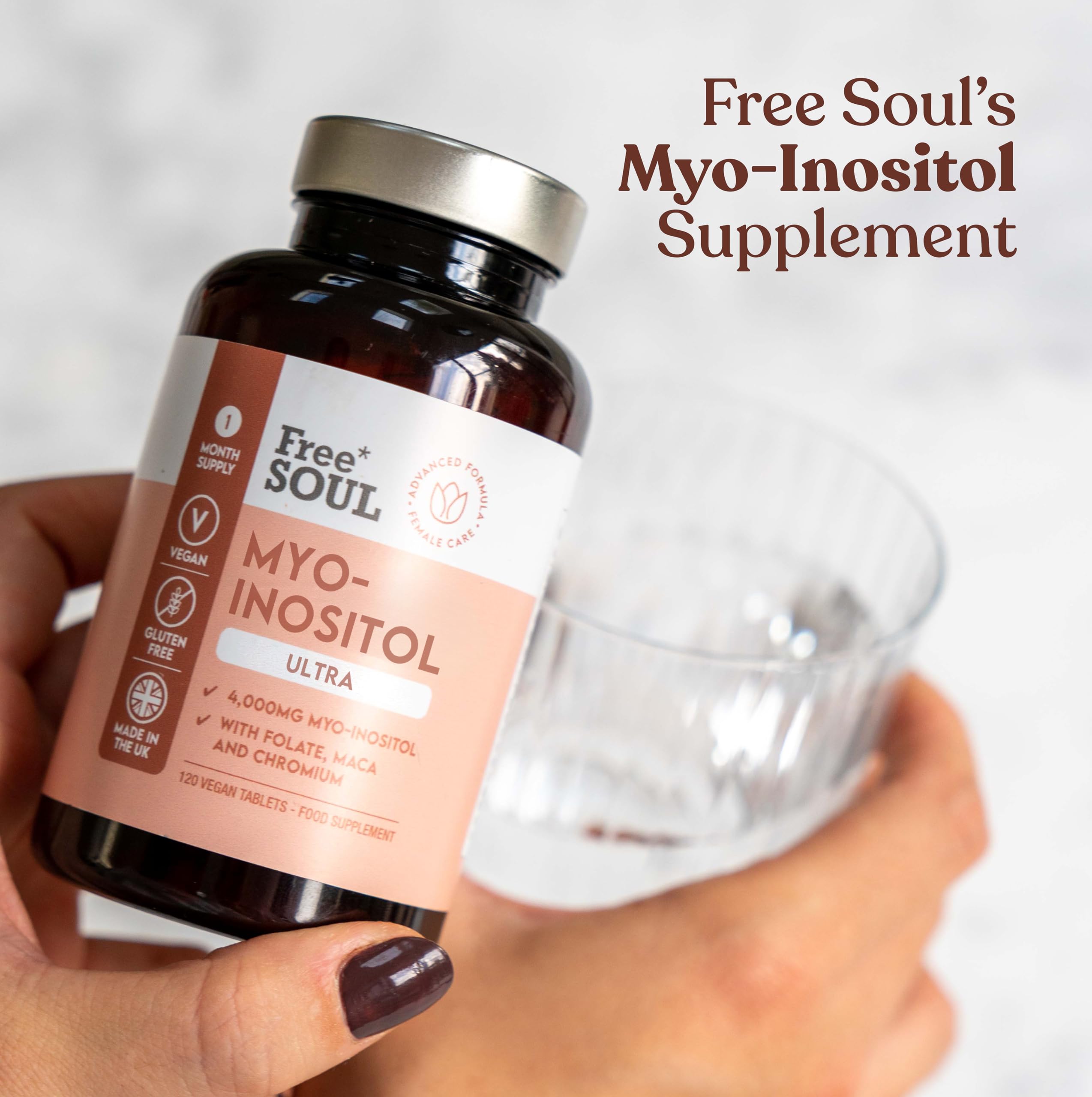 Free Soul Myo-Inositol Ultra Supplement with 4,000mg Myo-Inositol, 200ug Folate, 100ug Free Soul uk supplements