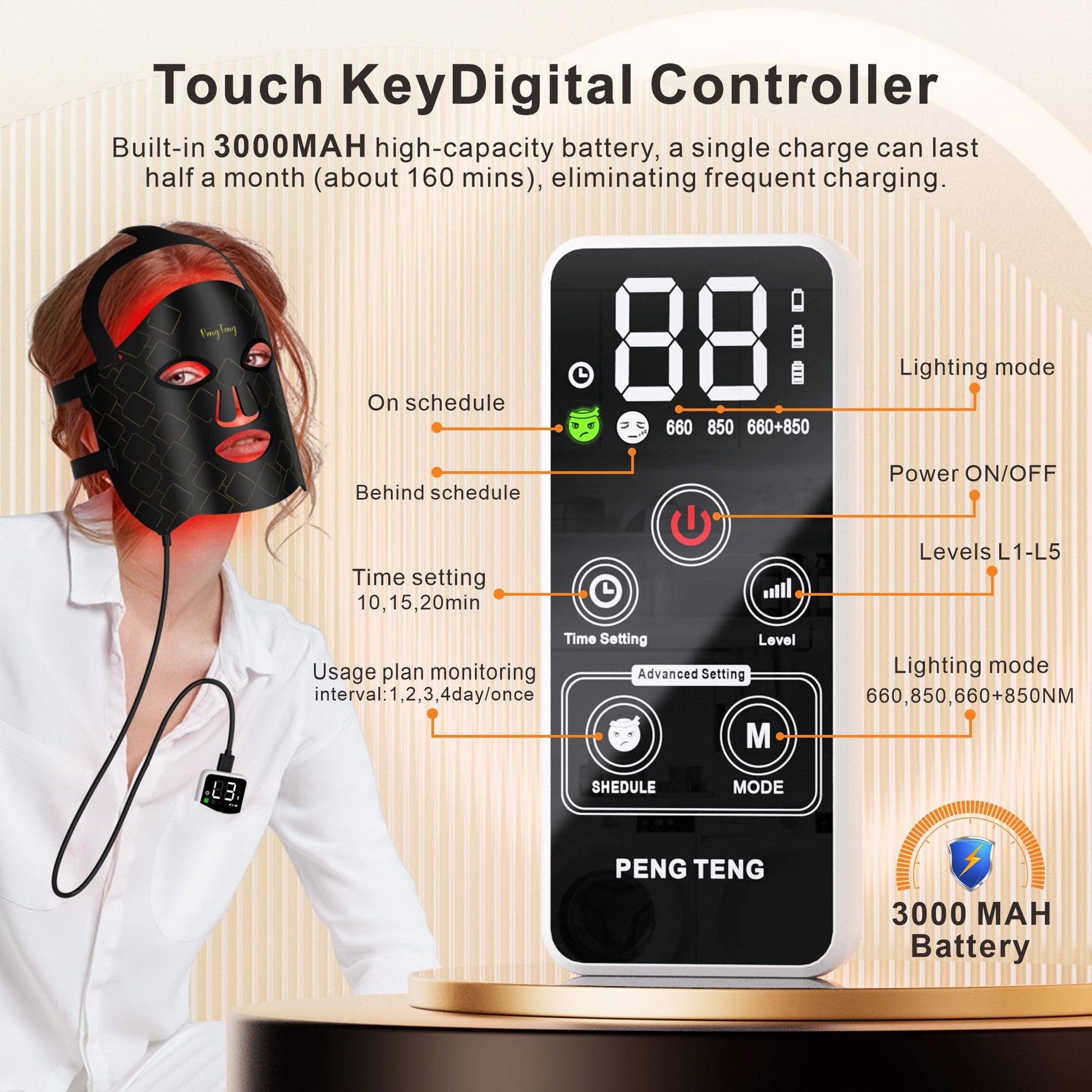Peng Teng Red Light Therapy for Face, 660NM and 850NM,Innovative use of Monitoring,red Light Therapy Masks PengTeng uk supplements