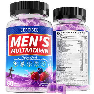 Ceecisee Men’s Methylated Multivitamin Gummies: Chewable Multivitamins Mens Gummy with Omega Probiotic Magnesium Zinc Vitamins B12 D3 - No Iron Daily Supplement Support Energy Immune for Men(120Count) Ceecisee uk supplements