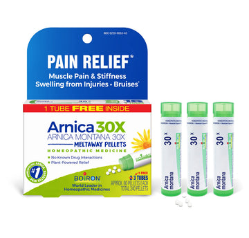 Boiron Arnica Montana 30X Homeopathic Medicine for Relief from Muscle Pain, Muscle Stiffness, Swelling from Injury, and Discoloration from Bruises - 3 Count (240 Pellets) Boiron uk supplements