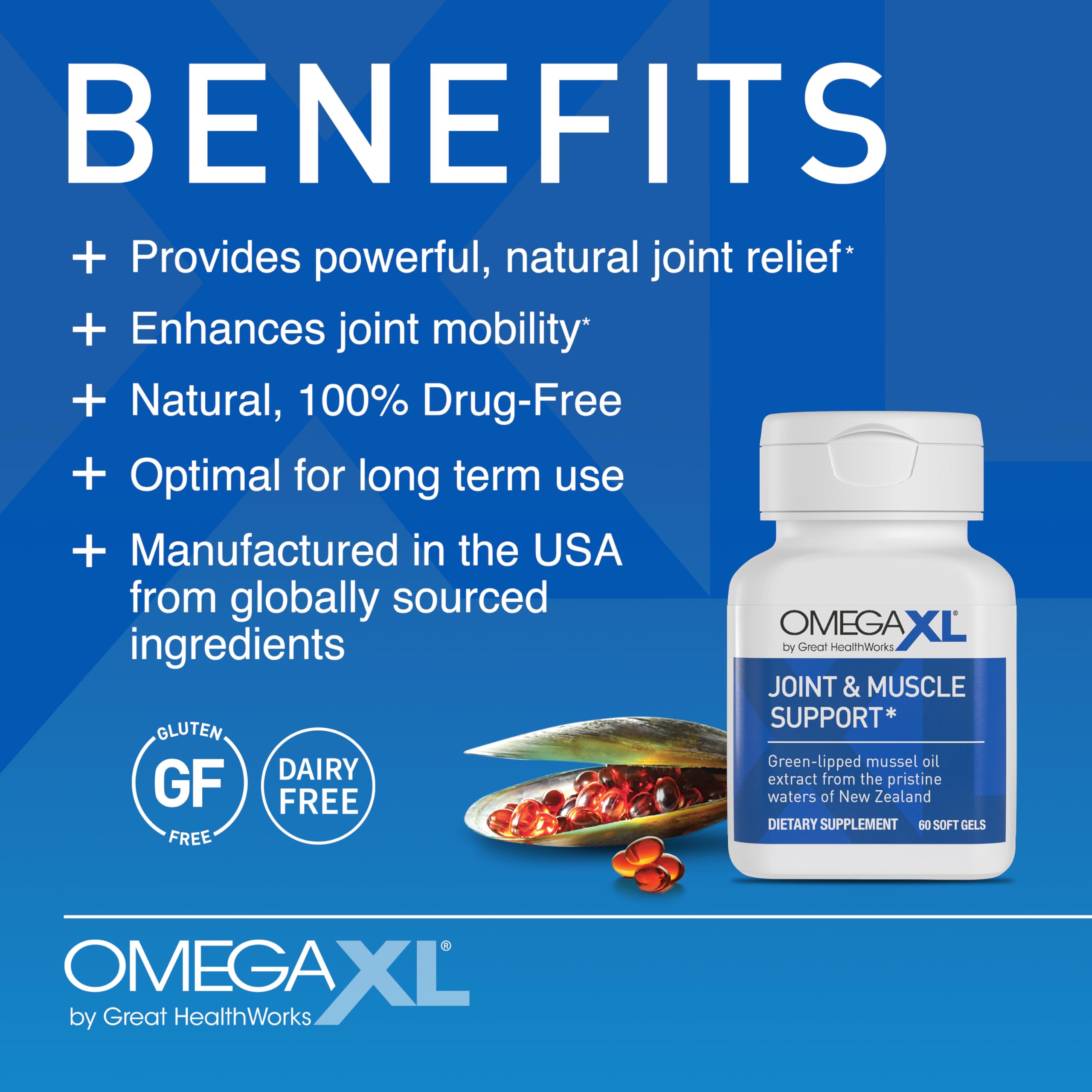 OmegaXL Powerful Joint and Muscle Support Supplement (60 Count) & Probiotic XL - PreforPro, DE111, Shelf Stable - Promote Healthy Gut Flora Growth (30 Veggie caps) OmegaXL uk supplements