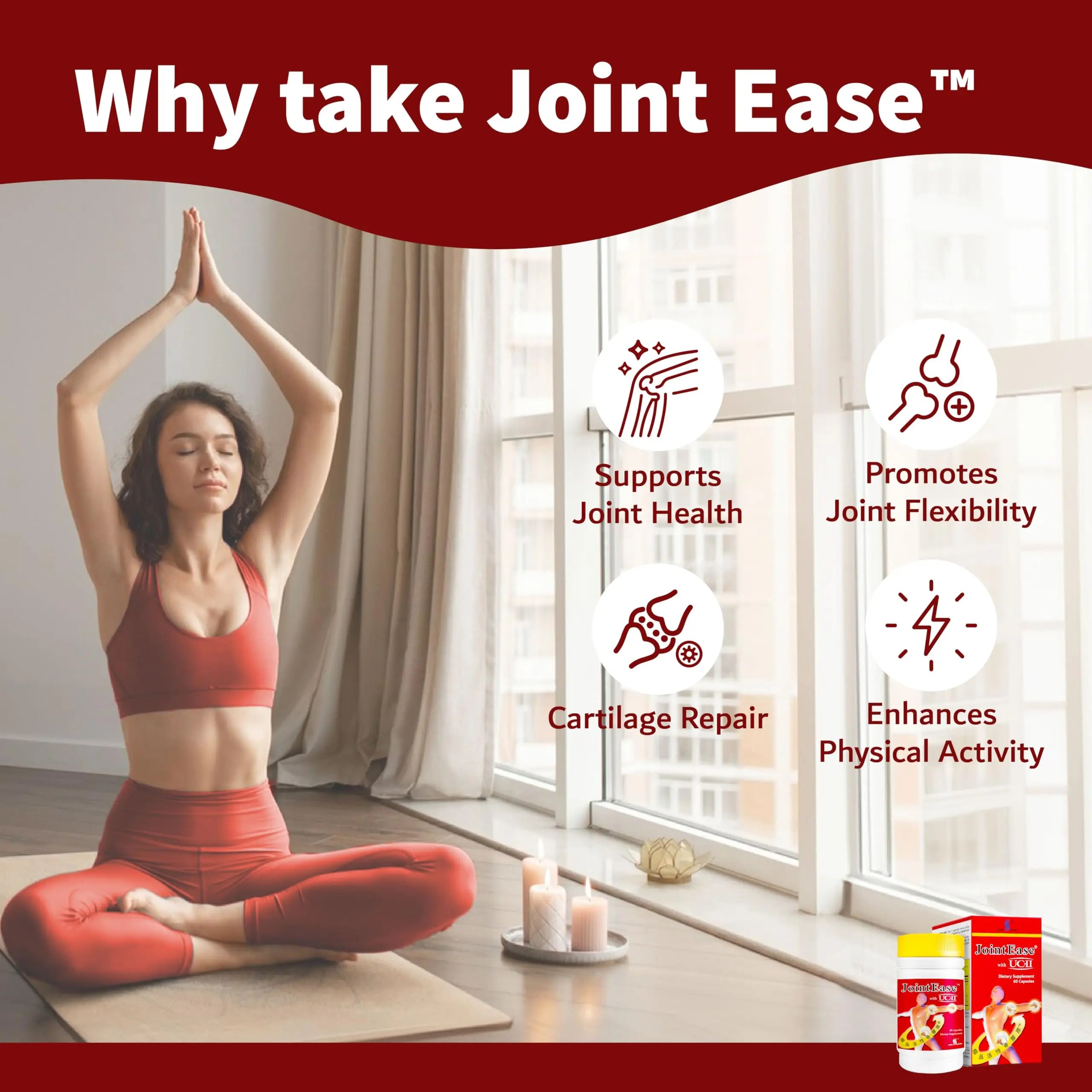 FARLONG JointEase with UC-II, Undenatured Type II Collagen, Glucosamine Hydrochloride, Chondroitin Sulfate, Joint Dietary Supplement | 60 Capsules FAR LONG uk supplements