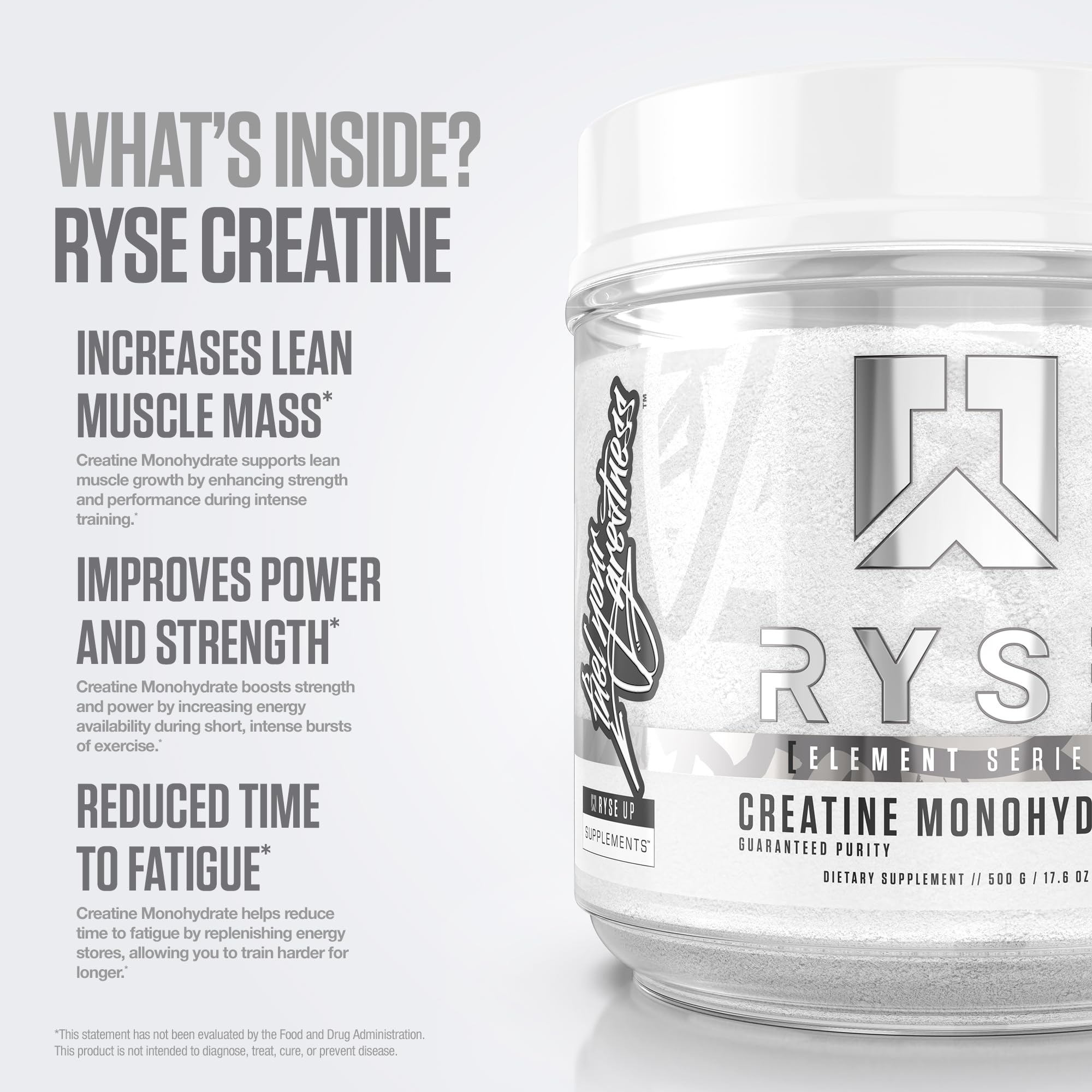RYSE Creatine Monohydrate Powder - Unflavored - Supports Men & Women Lean Muscle Growth, Strength, Power, and Endurance - Helps Reduce Fatigue and Improve Workout Recovery - 100 Servings. RYSE Up Supplements uk supplements