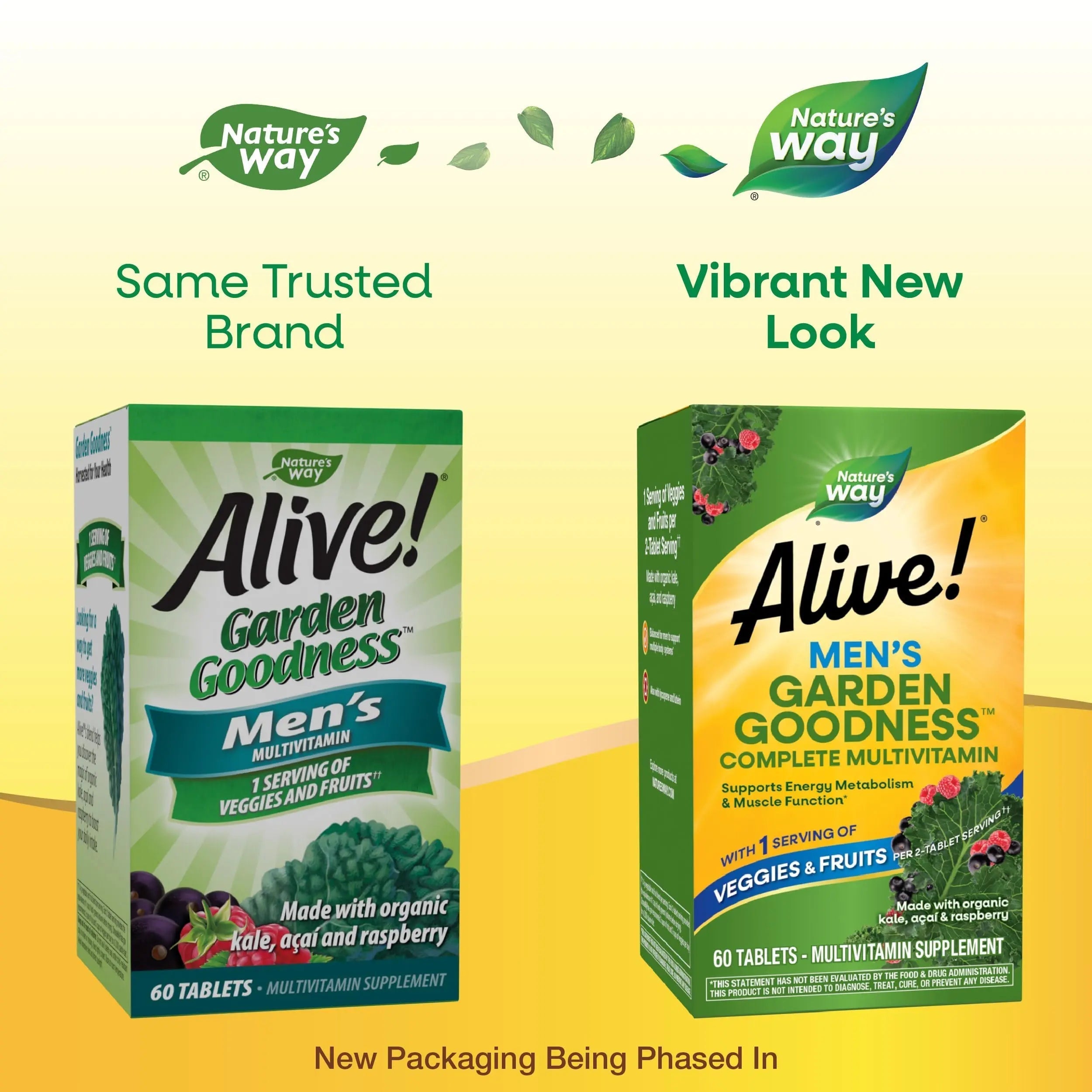 Nature's Way Alive! Garden Goodness Men's Multivitamin, Veggie & Fruit Blend (1400mg per serving), Made with Organic Kale, 60 Count Nature's Way uk supplements