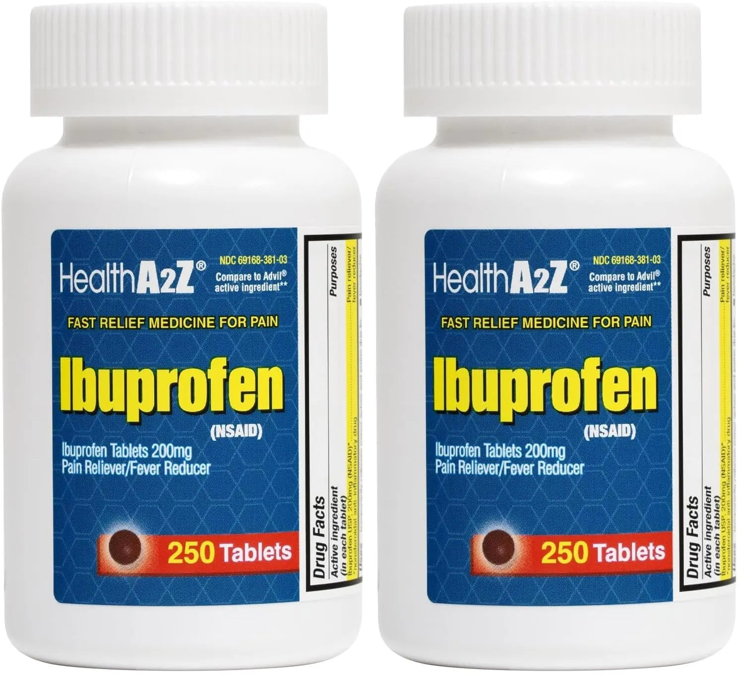 HealthA2Z® Ibuprofen 200mg | Pain Relief | Body Aches | Headache | Arthritis | Cramps | Back Pain | Fever Reducer… (250 Count) (Pack of 2) HealthA2Z uk supplements