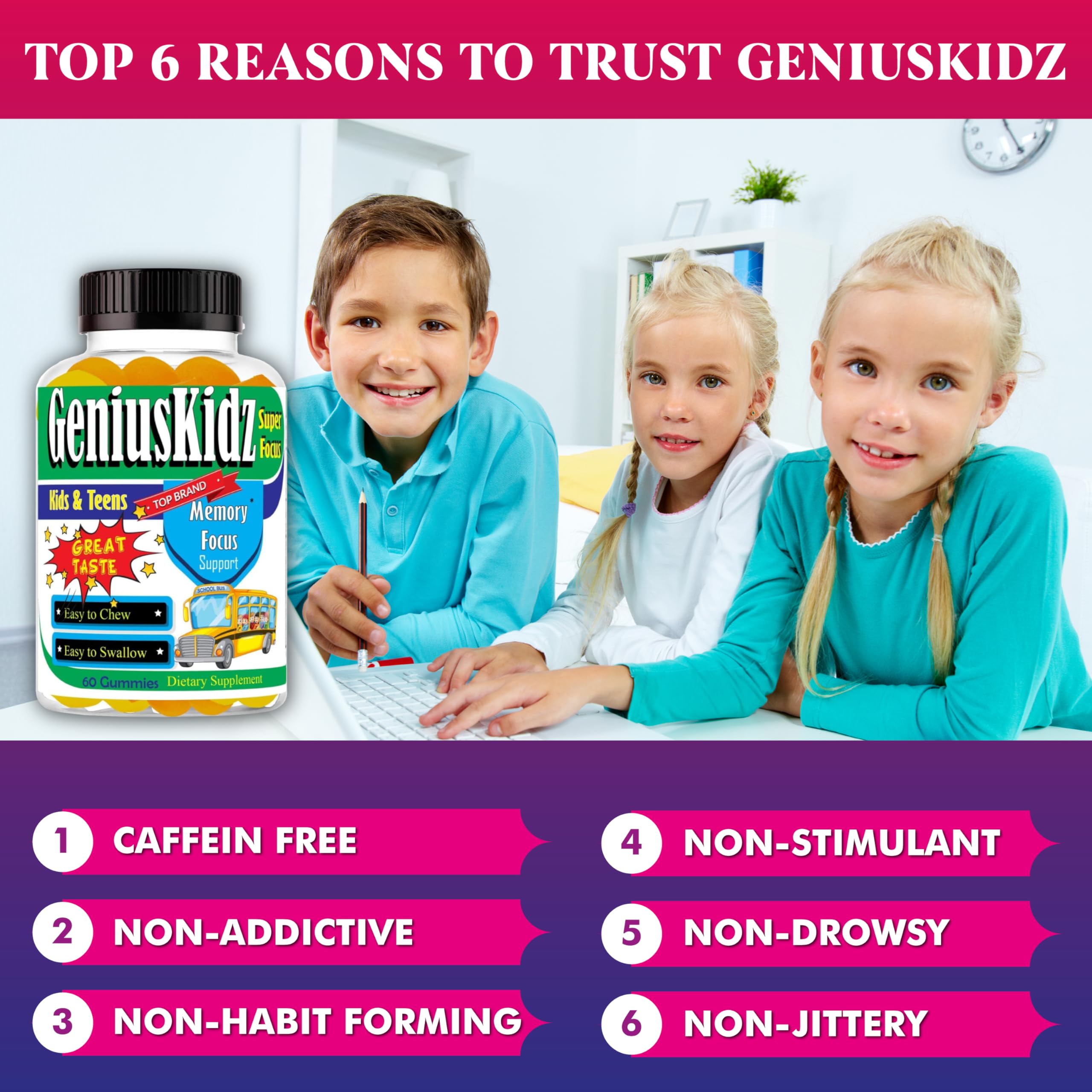 Celebrity Lifestyle Product Brain Support Focus Supplement for Kid and Teens Omega 3 Gummy Vitamin Memory and Attention, Brain Booster, Kid Focus Attention Supplement(1 Bottle) DHA 60ct Celebrity LifeStyle Product uk supplements
