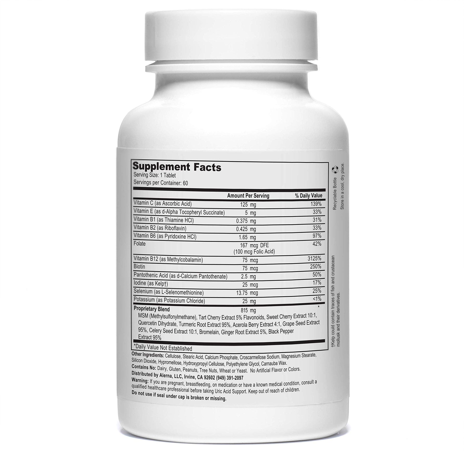 Alerna Kidney Health Uric Acid Support Supplement – Tart Cherry, Celery Seed, Turmeric, Quercetin – 60 Vegetarian Tablets (Pack of 3) Alerna Kidney Health uk supplements