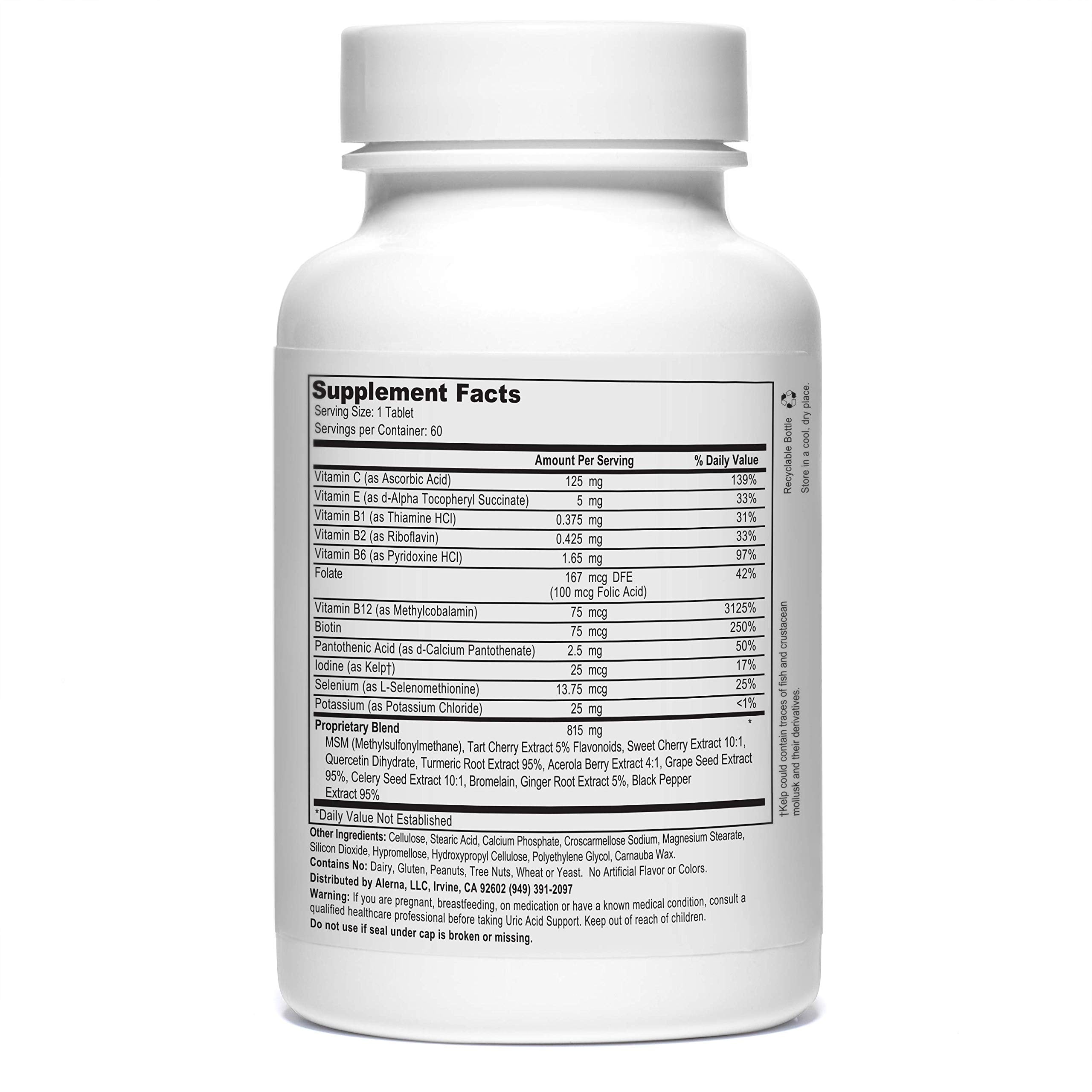 Alerna Kidney Health Uric Acid Support Supplement – Tart Cherry, Celery Seed, Turmeric, Quercetin – 60 Vegetarian Tablets (Pack of 3) Alerna Kidney Health uk supplements