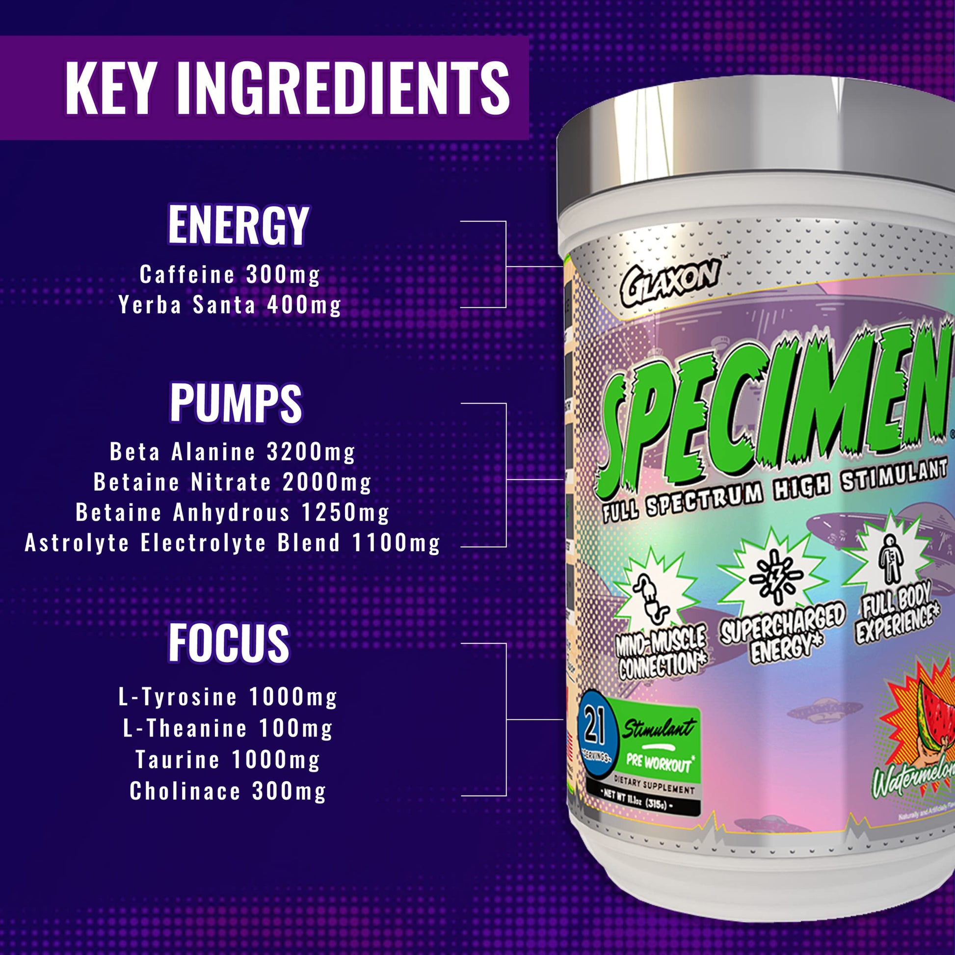 Glaxon Specimen High Stimulant Pre Workout Powder, Preworkout with 300mg Caffeine Glaxon uk supplements