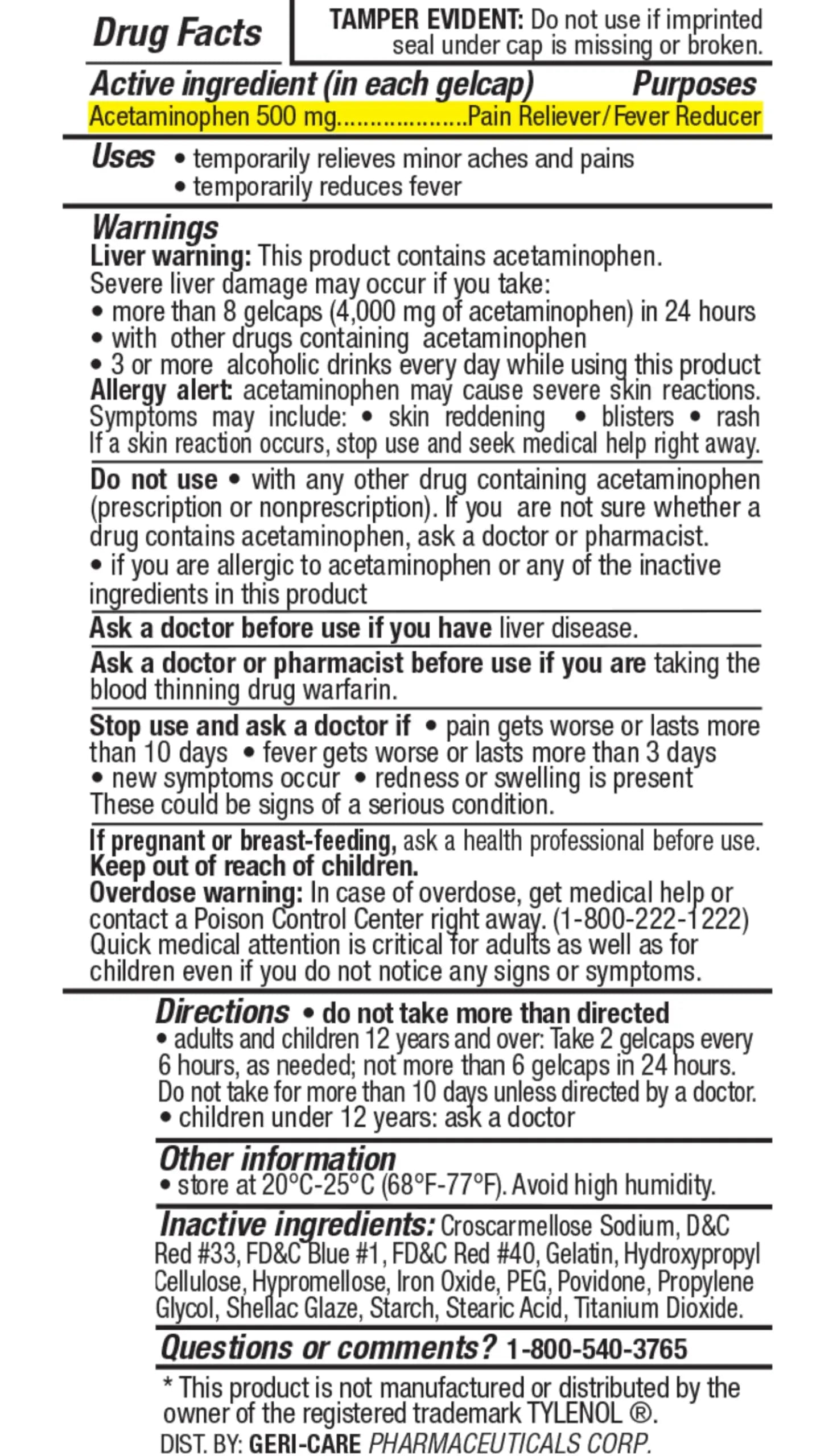 MedRite Acetaminophen 500mg Extra Strength - 100 Rapid Release Gelcaps - Over-The-Counter Medication MedRite uk supplements