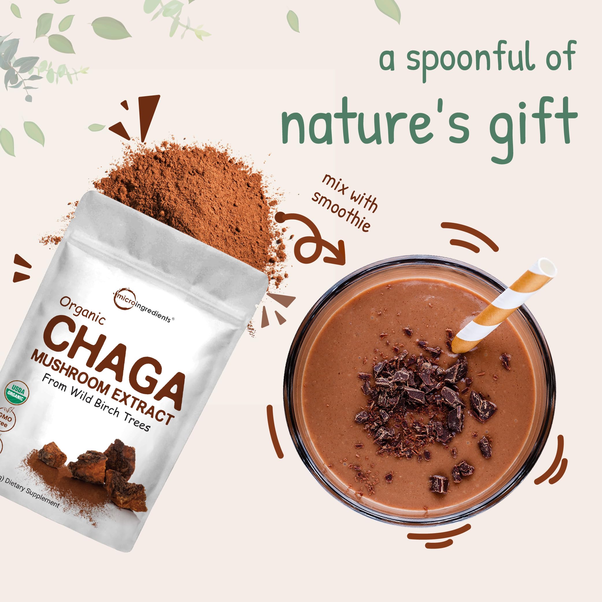 Micro Ingredients Organic Chaga Mushroom Extract 100:1 Powder, 10 Ounce Micro Ingredients uk supplements