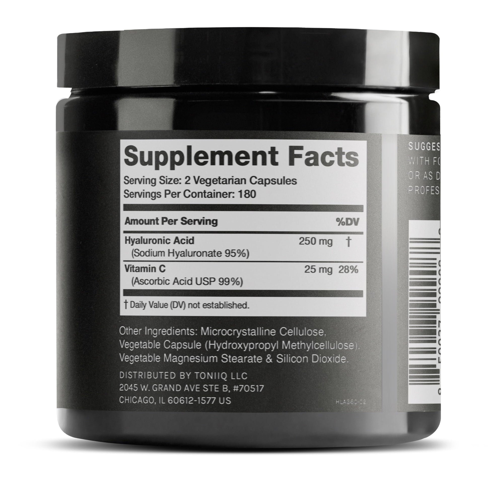 Toniiq Hyaluronic Acid Supplements – Lab Tested 95% Ultra High Purity – Fermented and Bioavailable with Vitamin C – Third Party Lab Tested – 360 Capsules Toniiq uk supplements