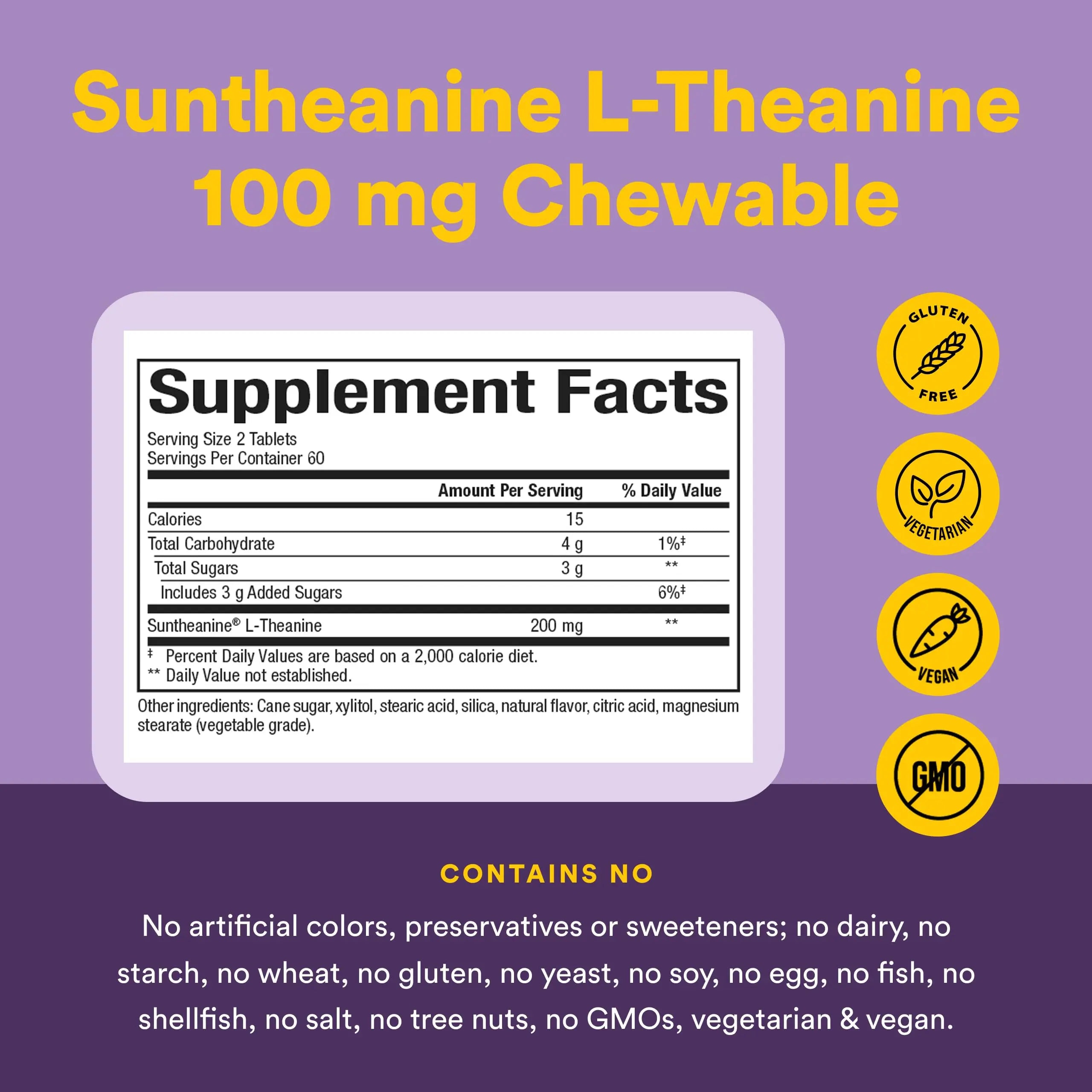 Natural Factors Suntheanine L-Theanine 100 mg - Health Supplement for Calm Outlook - L-Theanine Supplement Supports Relaxing Sleep & Aids Against Drowsiness Natural Factors uk supplements