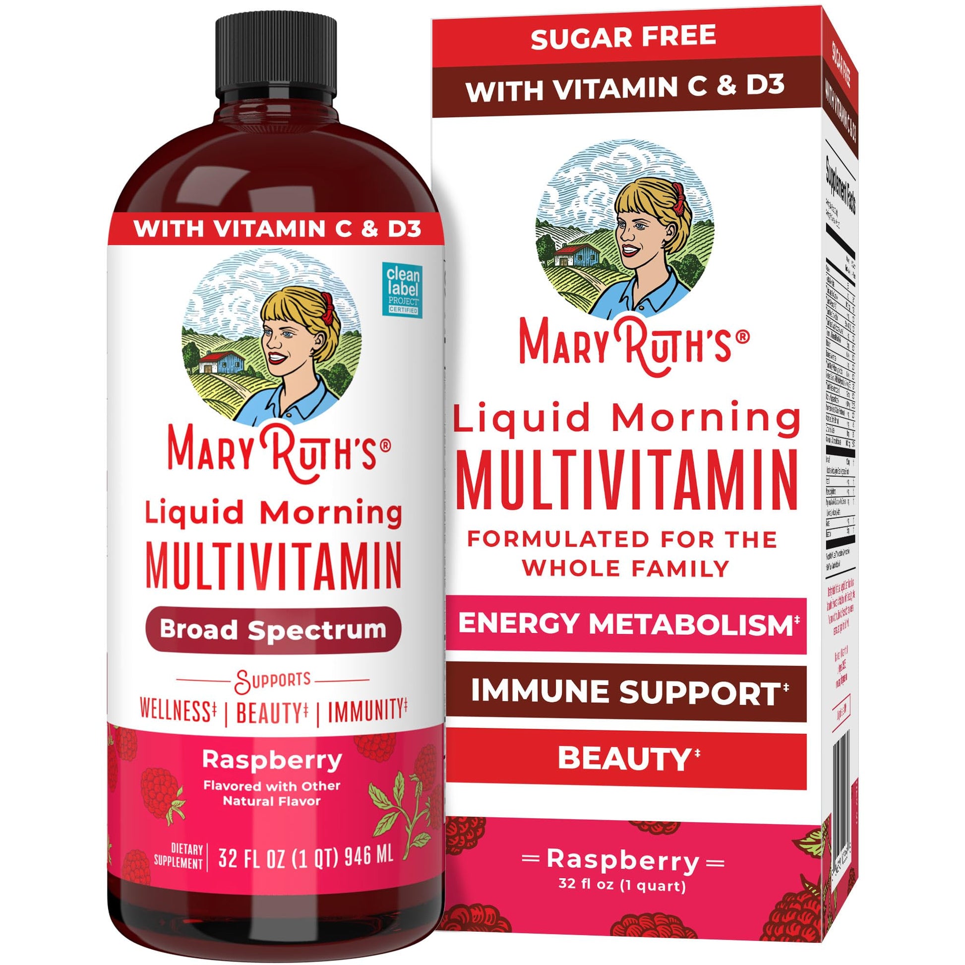 MARYRUTH'S Liquid Morning Multivitamin for Women, Men & Kids | Vitamin A C D E B6 B12 Biotin Zinc | Beauty | Vegan | Non-GMO | Gluten Free | 32 Servings MARYRUTH'S uk supplements