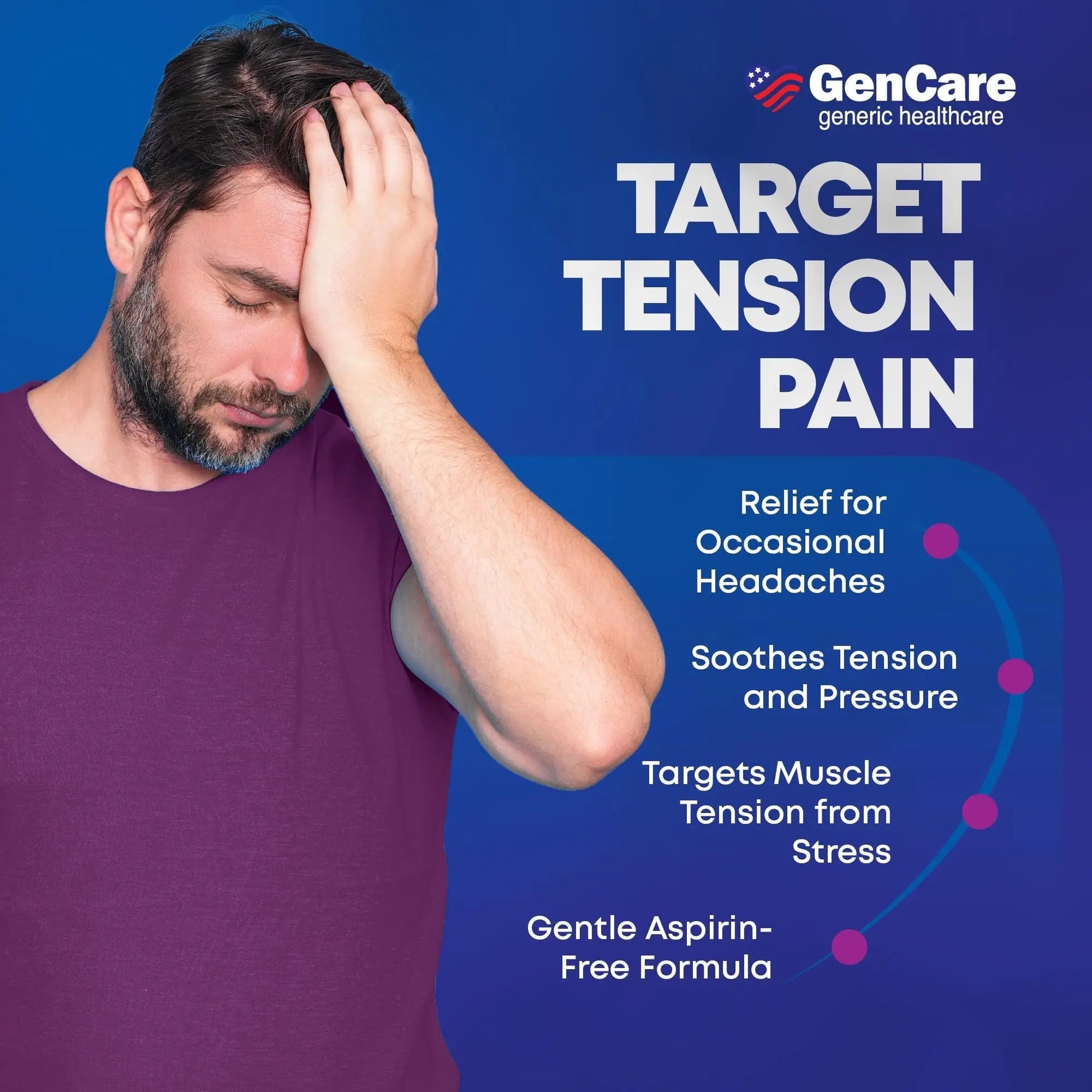 GenCare - Tension Headache Relief Pain Reliever with Acetaminophen 500 mg & Caffeine 65 mg (200 Caplets) Best Value Bulk Extra Strength for Head, Migraine, Joint Pain & Body Ache Relief Medicine GenCare uk supplements