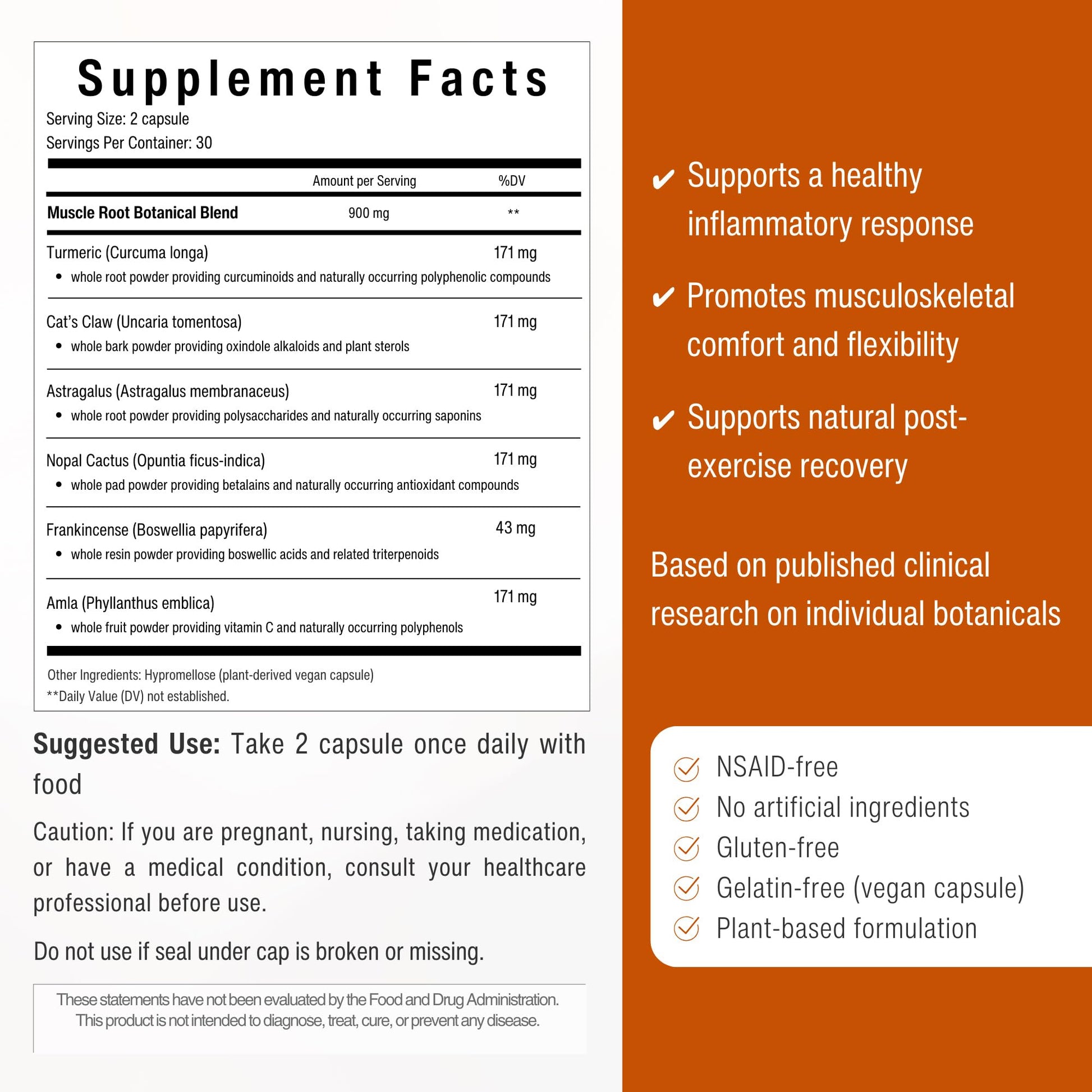 Muscle & Joint Support Supplement – Botanical Formula for Healthy Inflammatory Response | 6 Research-Backed Botanicals | Organic Turmeric | 60 Capsules | Sana Herbal Sana Herbal Sciences uk supplements