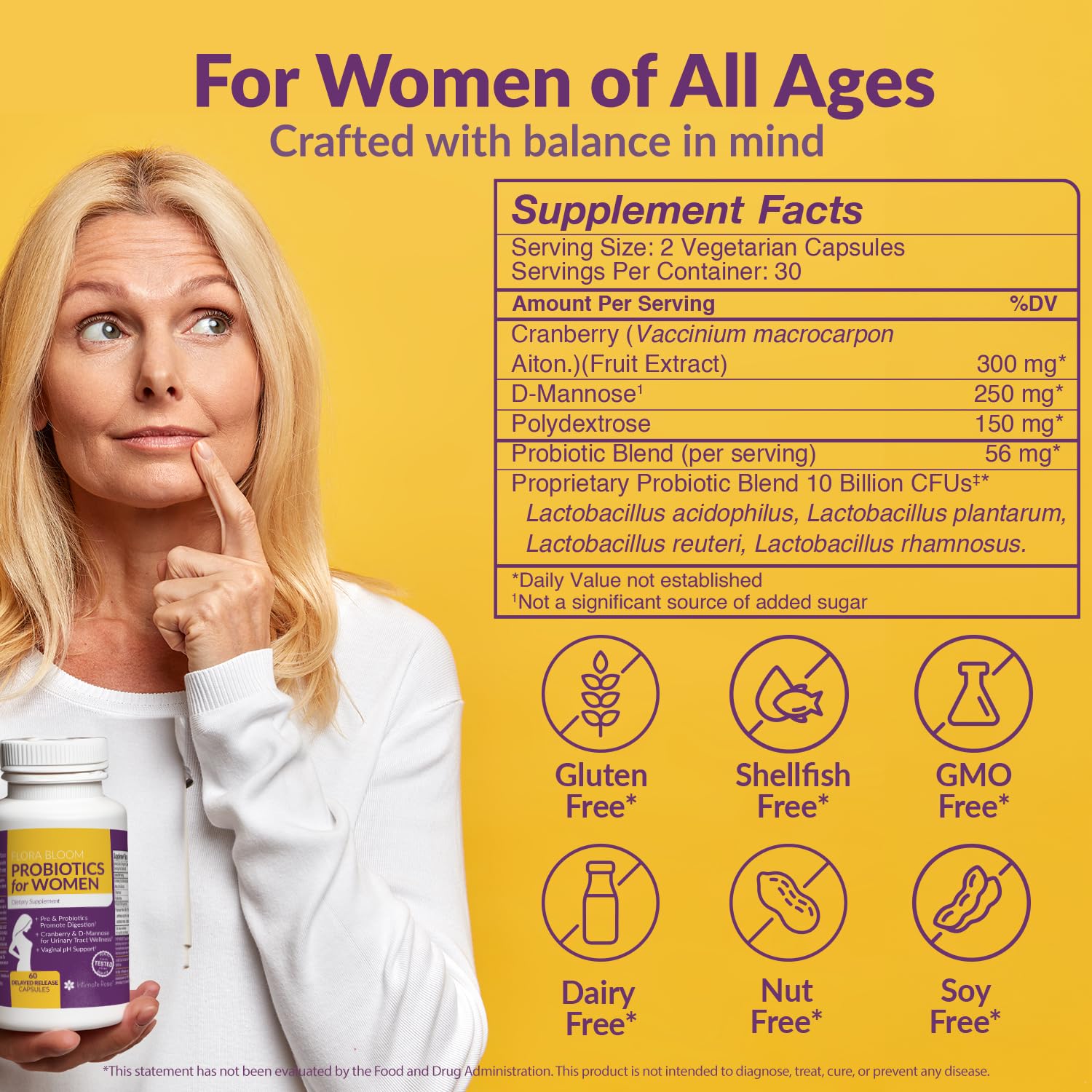 Probiotics for Women- 3 Pack(180 Capsules) - Ultimate Flora Bloom Probiotic Supplement for Women Intimate Rose uk supplements