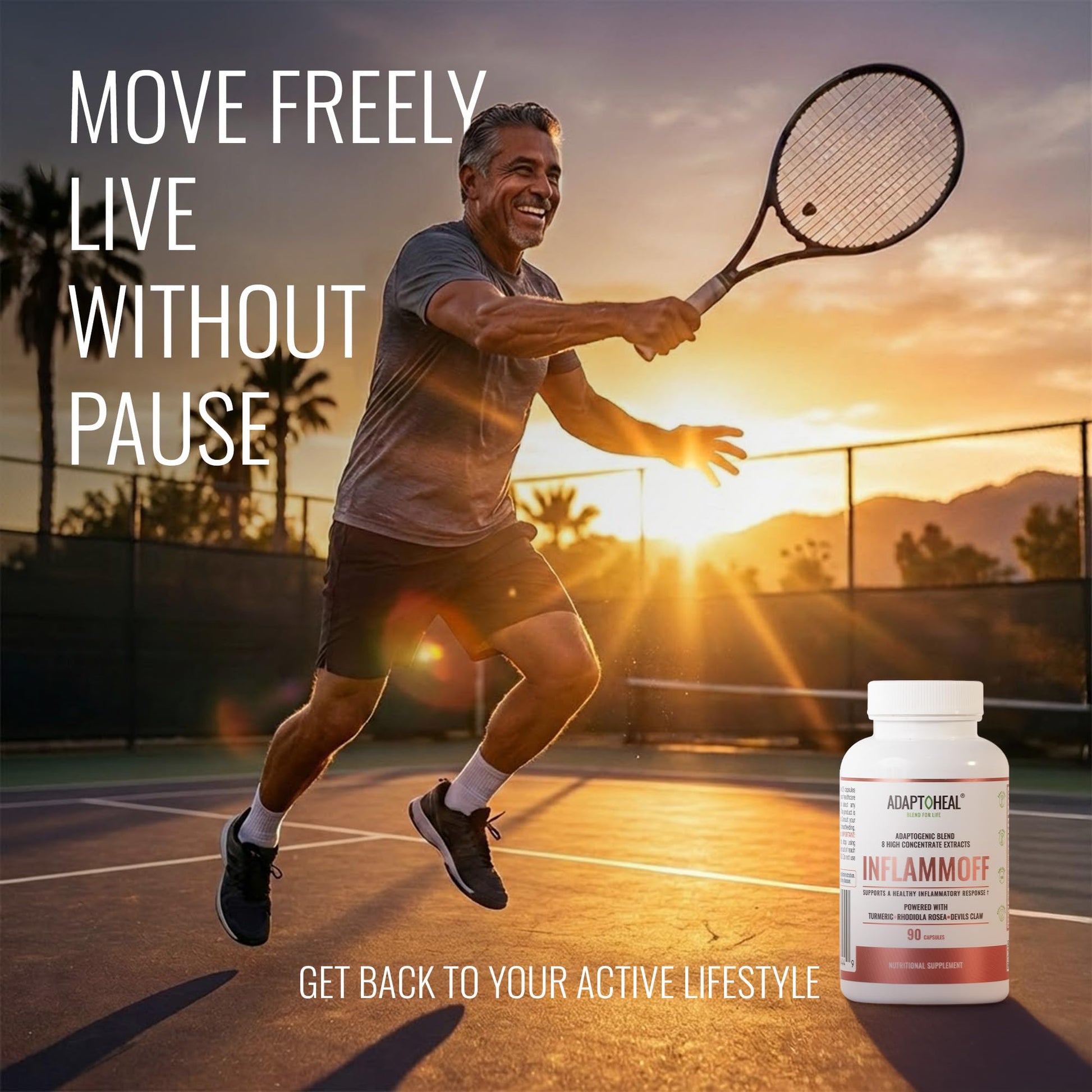 ADAPTOHEAL Inflammoff - Adaptogenic Supplement Designed to Support Joint, Muscle and Tissue Inflammation Naturally, 8 Highly Concentrated extracts with Turmeric and Rhodiola rosea (90 Capsules) ADAPTOHEAL uk supplements
