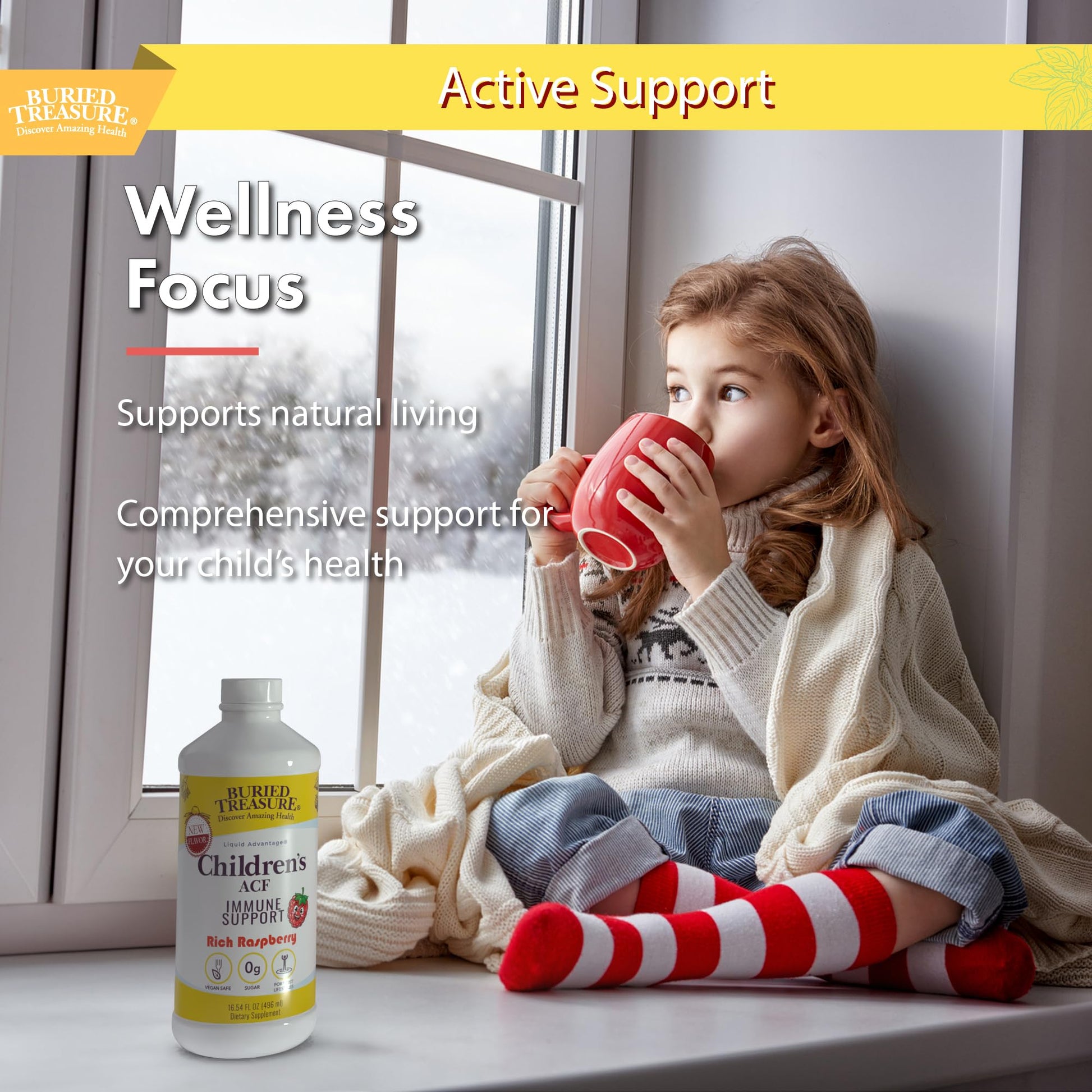 Buried Treasure Children’s ACF Liquid Immune Support for Kids – Elderberry, Echinacea & Botanicals – Raspberry Flavor – 16 oz – Sugar Free Buried Treasure uk supplements