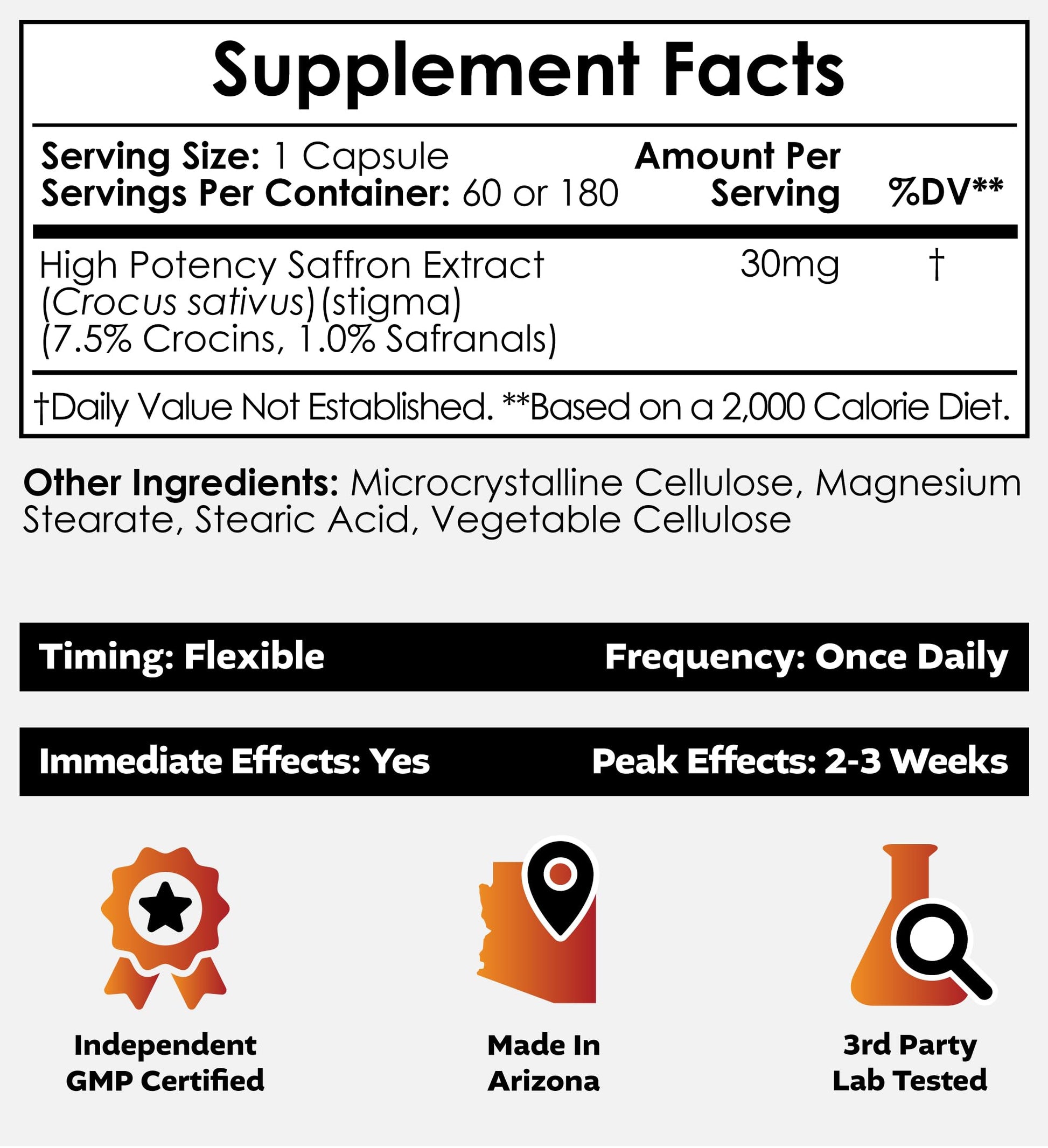 Nootropics Depot High Potency Saffron Extract Capsules | 30mg | Minimum 7.5% Crocins and 1% Safranals | Crocus sativus | 60 ct Nootropics Depot uk supplements