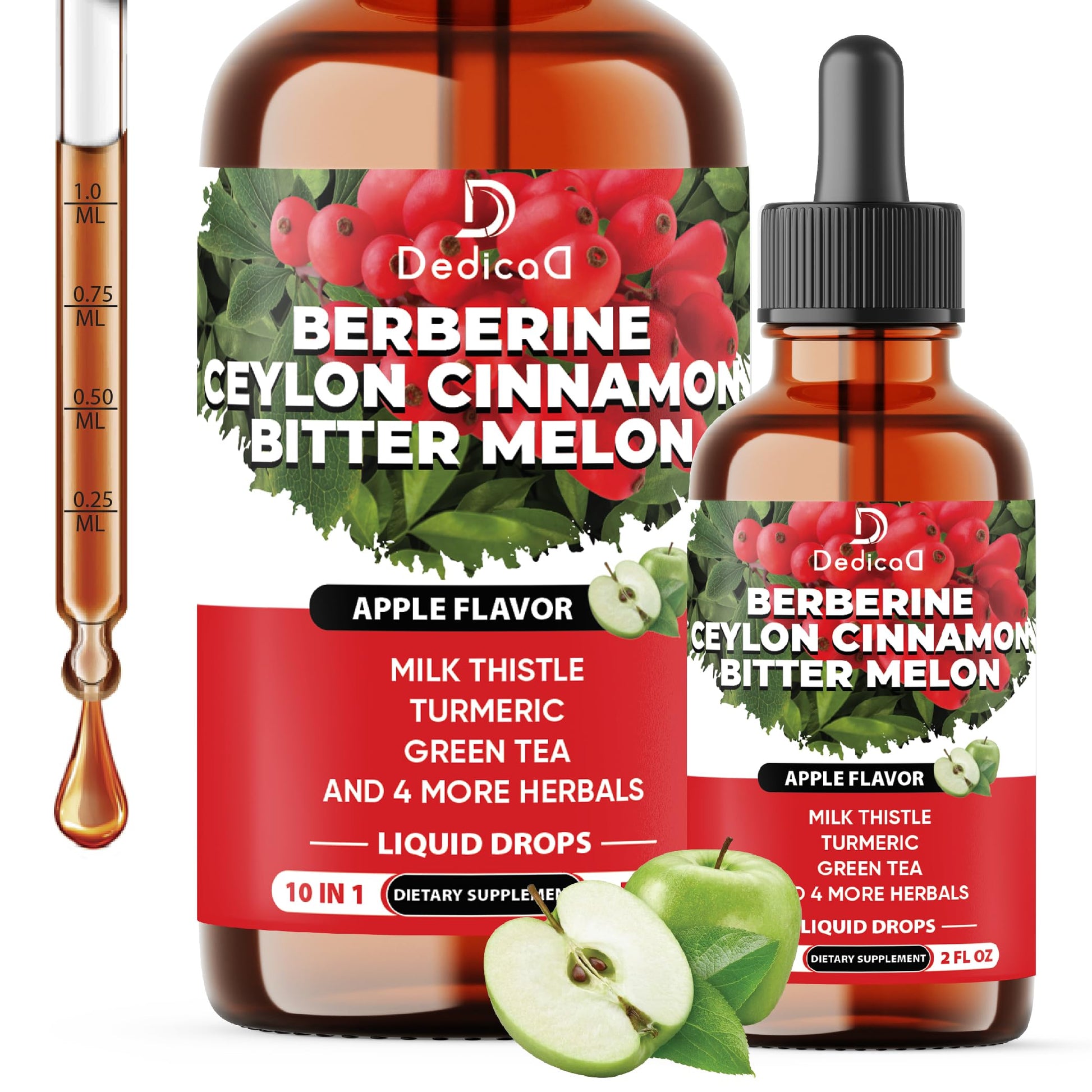 DEDICAD 10in1 Berberine HCl Drops - Liposomal Berberine Liquid - Activator Berberine with Ceylon Cinnamon, Bitter Melon, and 7 More - 60ml DEDICAD uk supplements
