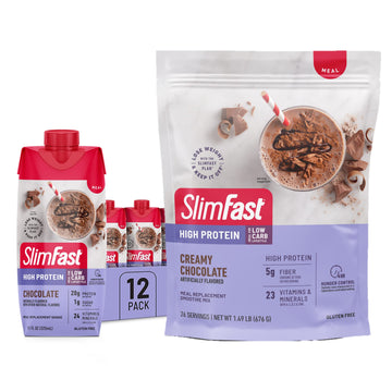 SlimFast High Protein Chocolate Bundle- 12 Count of Chocolate High Protein Meal SlimFast uk supplements