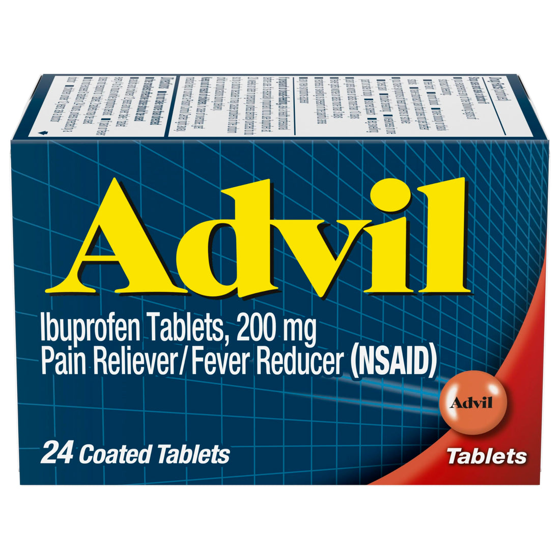 Advil Pain Reliever and Fever Reducer, Ibuprofen 200mg for Pain Relief - 24 Coated Tablets Advil uk supplements