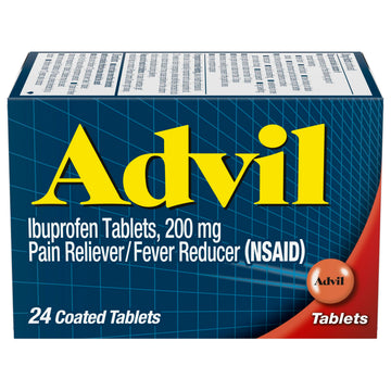 Advil Pain Reliever and Fever Reducer, Ibuprofen 200mg for Pain Relief - 24 Coated Tablets Advil uk supplements