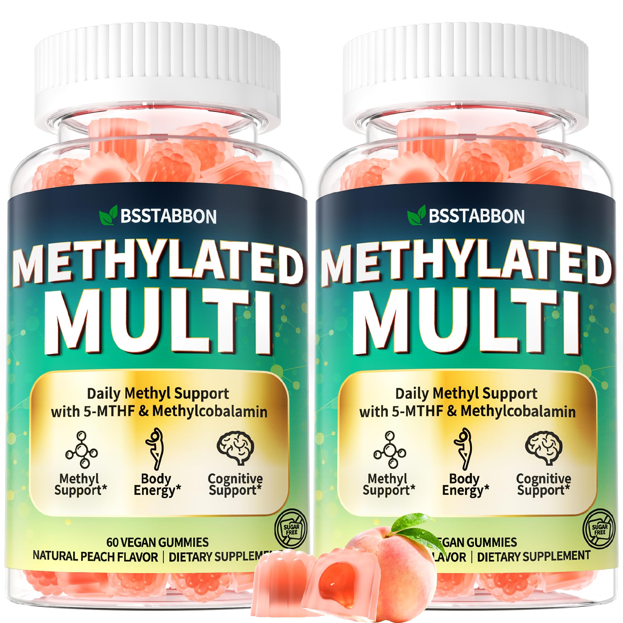 BSSTABBON Methylated Multivitamin for Women Men: Organic Iron Free Multivitamins Gummies plus 5-MTHF Active B12 P5P CoQ10 NAC TMG - Chewable Sugar Free Gummy for Energy Immune Overall Health(120Count) BSSTABBON uk supplements