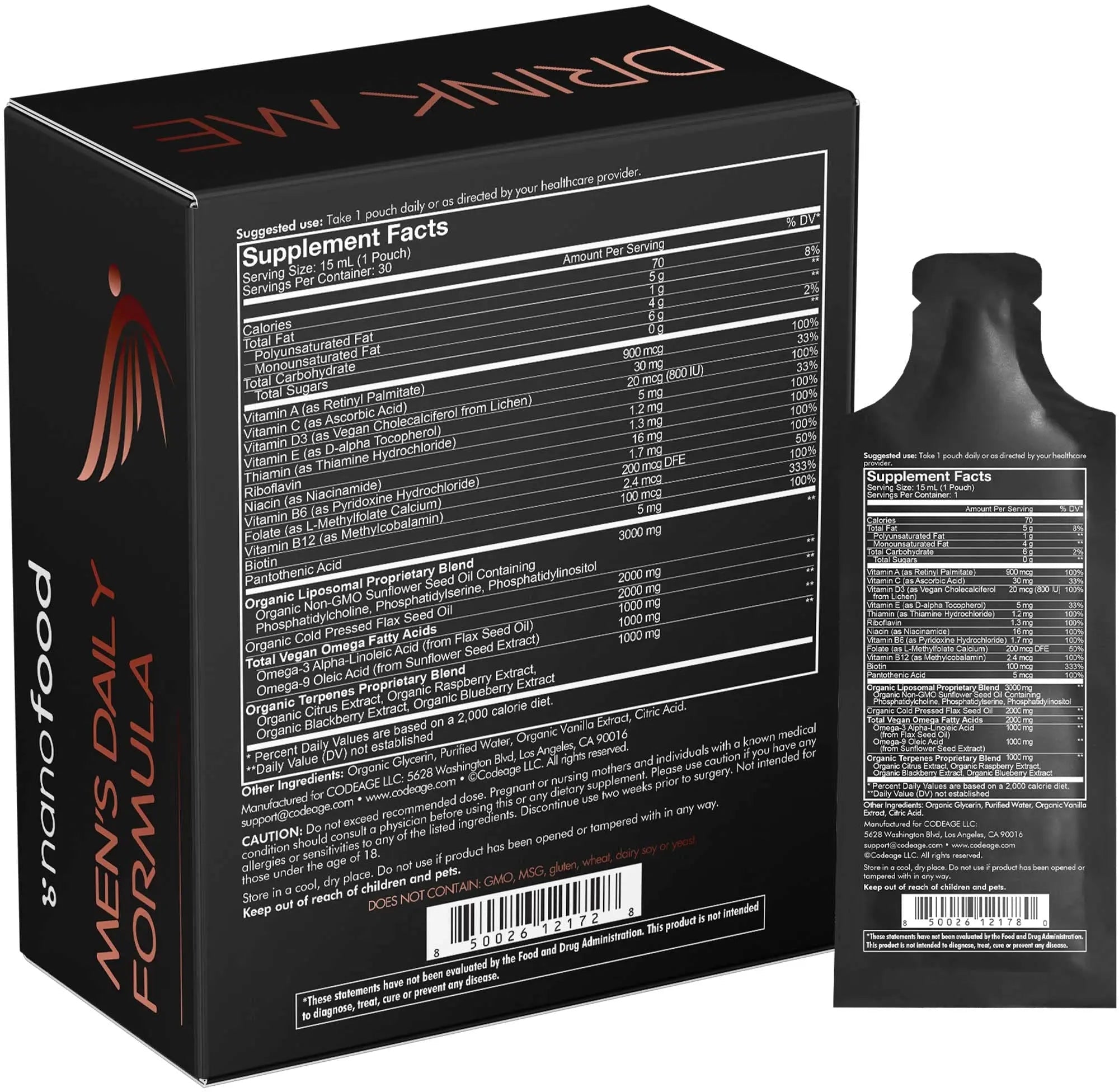 Codeage Daily Men Liquid Vitamins Supplement - Liposomal Multivitamin A, B, C, D, E, Biotin, Omega-3 & Omega-9 Codeage uk supplements
