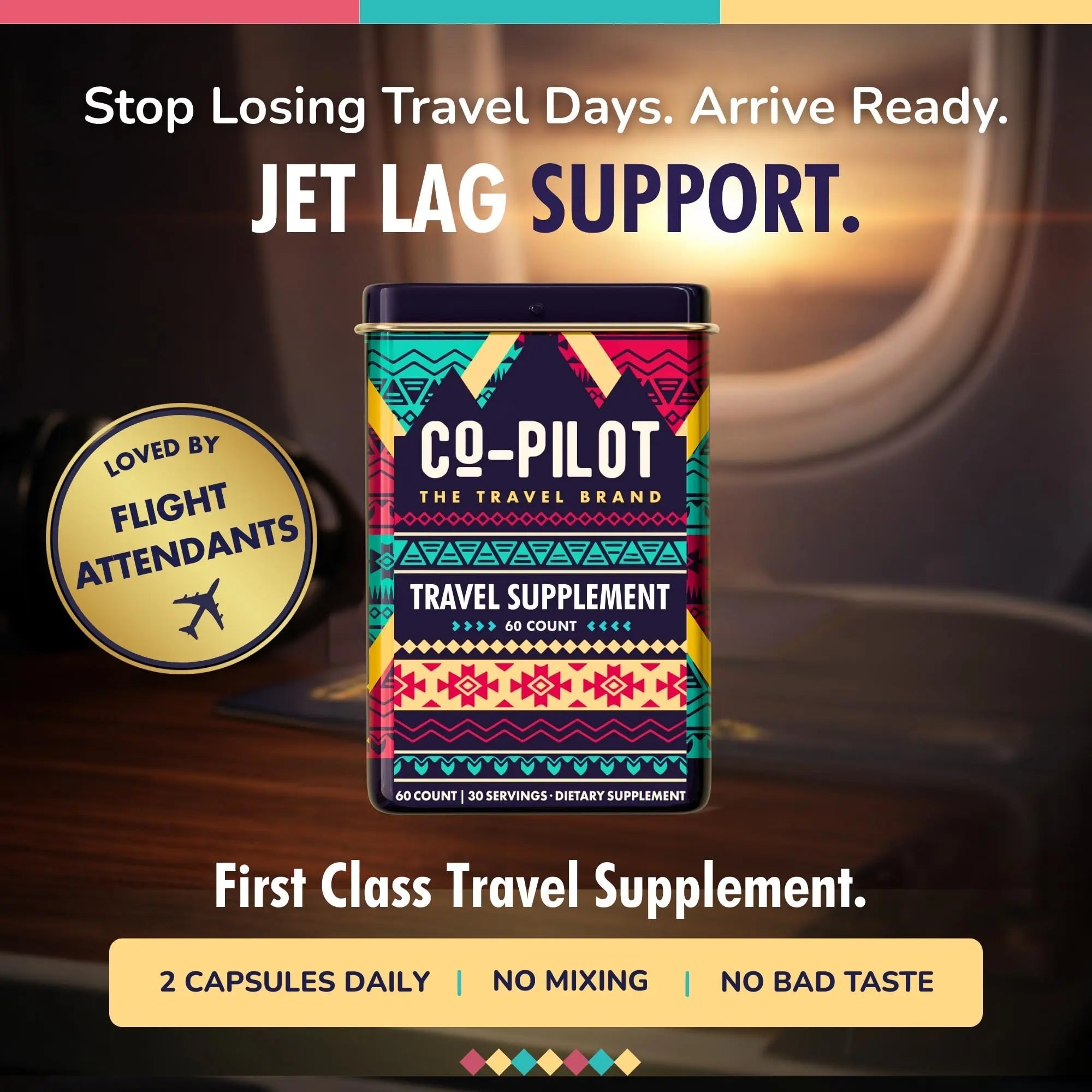 Travel Vitamin Supplement for Flight and Daily, Jet Lag, Energy, Immune, Digestion Support, Promote Calmness with Ashwagandha, Rhodiola, Chia Co-Pilot The Travel Brand uk supplements