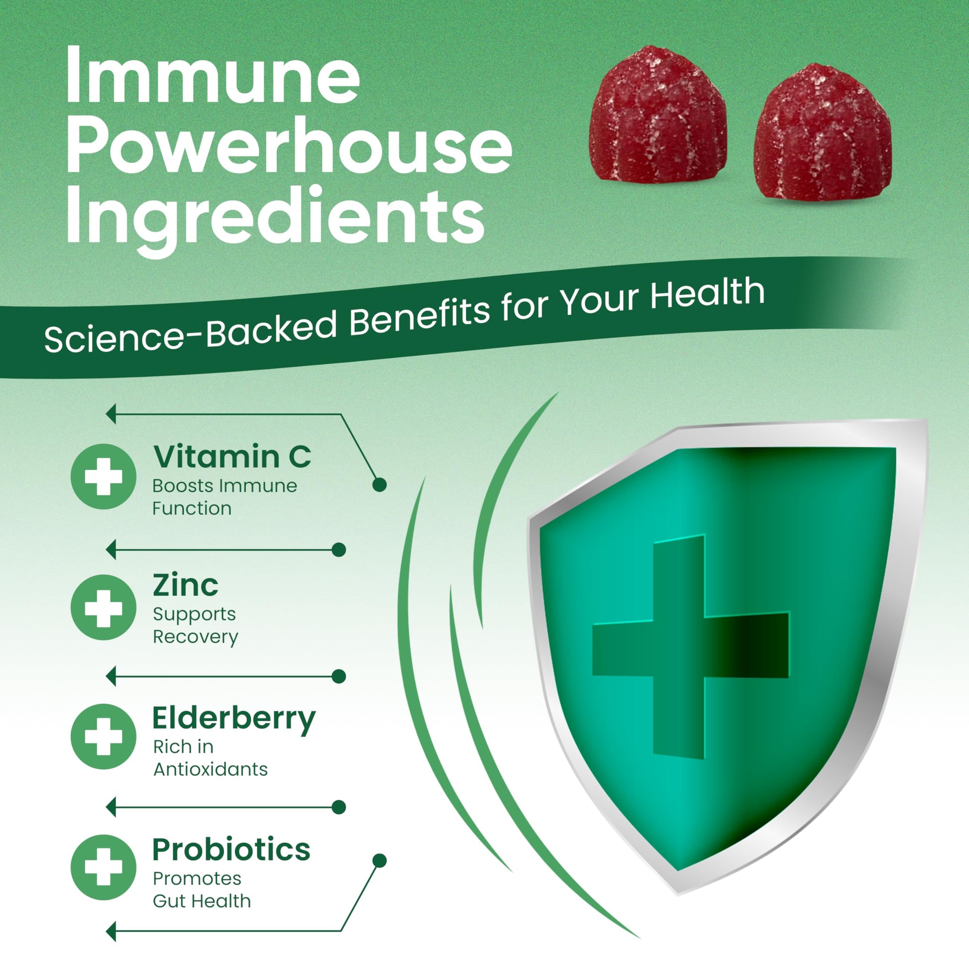 Haydar Marketplace Immune Boosters for Adults - Vegan Immune Support Gummies with Vitamins C & D, Zinc, Magnesium, Probiotics Haydar Marketplace uk supplements