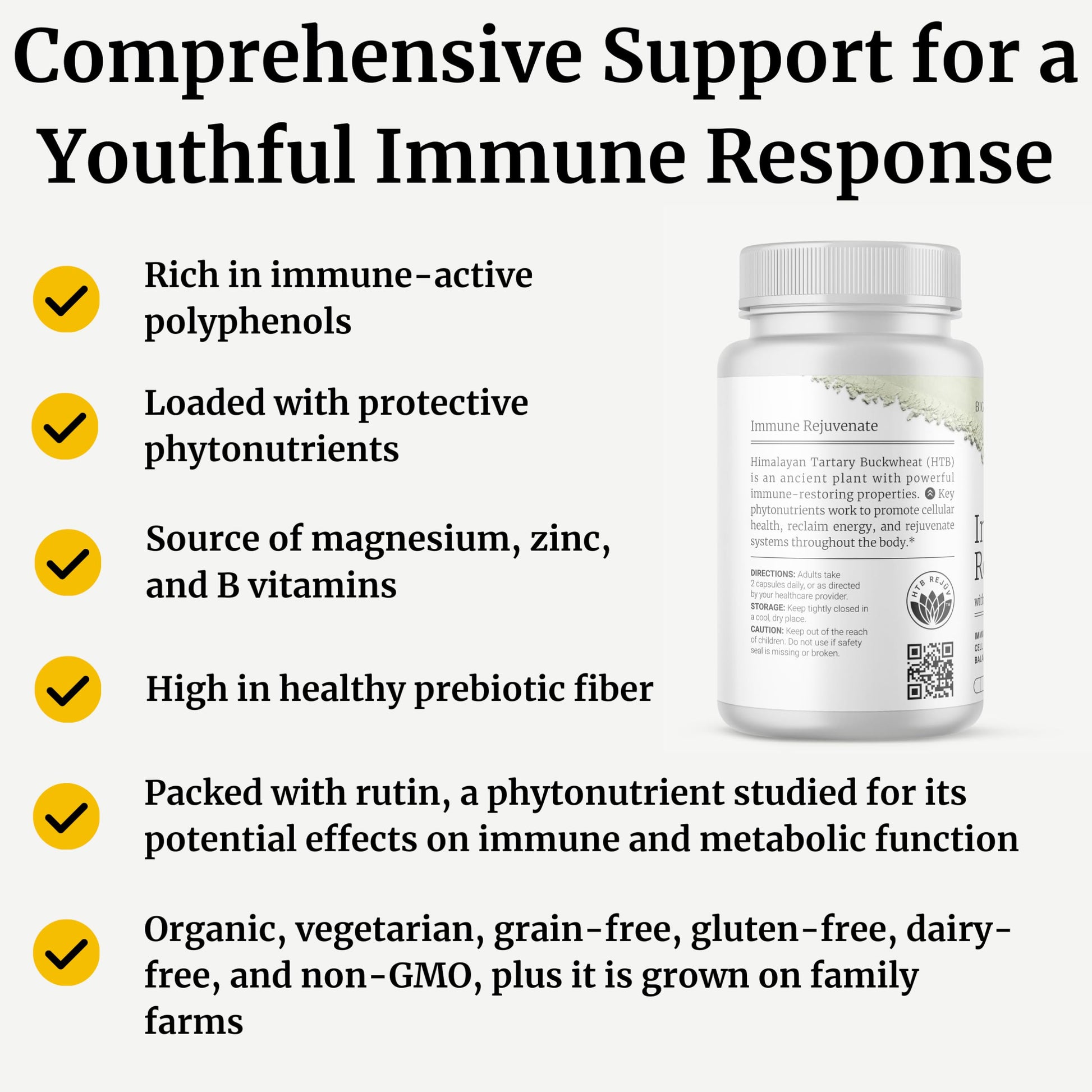 BIG BOLD HEALTH HTB Immune Rejuvenate - Polyphenols Supplement for Immune Support with Himalayan Tartary Buckwheat - Gluten Free, Dairy Free, Non-GMO Formula - 60 Vegetarian Capsules BIG BOLD HEALTH uk supplements