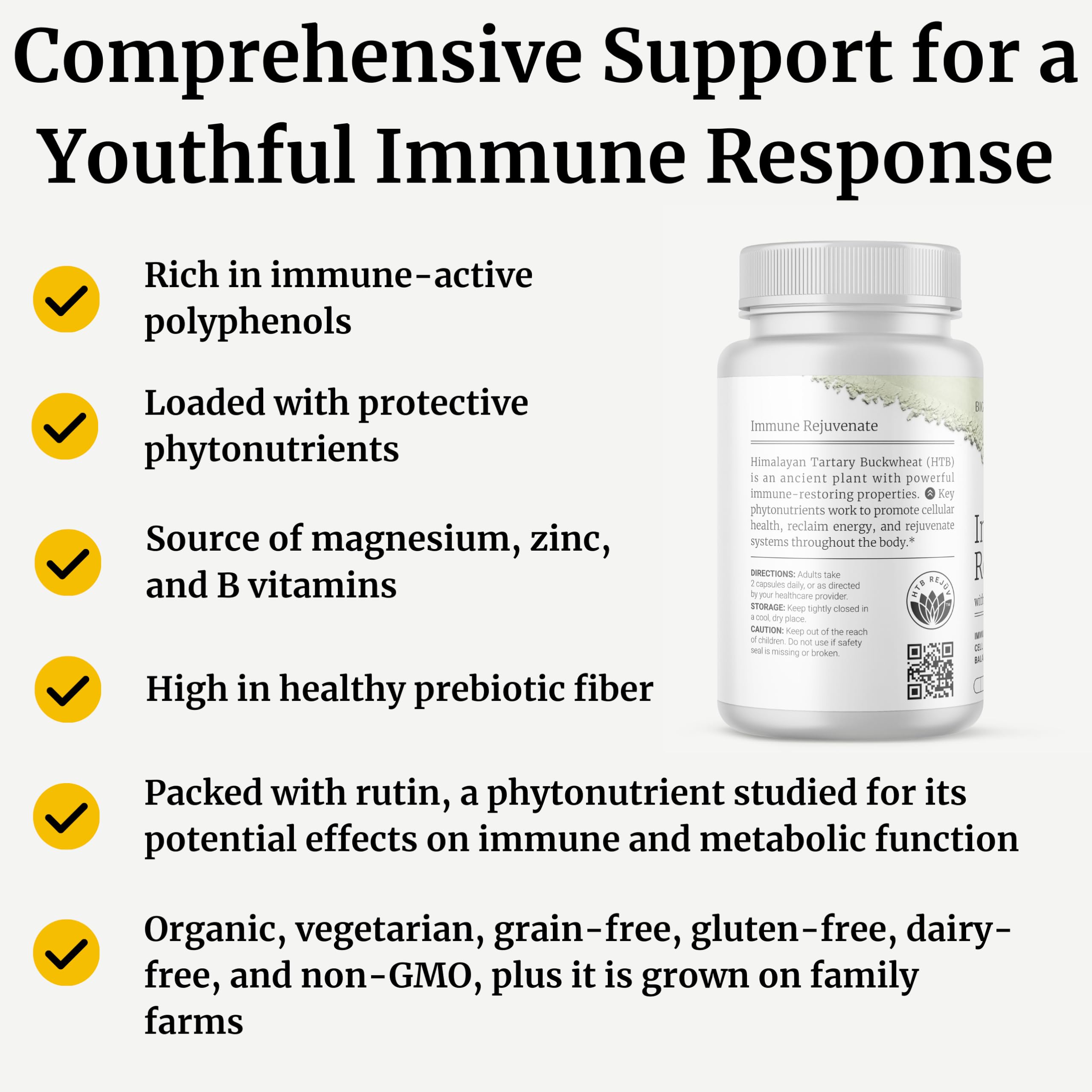 BIG BOLD HEALTH HTB Immune Rejuvenate - Polyphenols Supplement for Immune Support with Himalayan Tartary Buckwheat - Gluten Free, Dairy Free, Non-GMO Formula - 60 Vegetarian Capsules BIG BOLD HEALTH uk supplements
