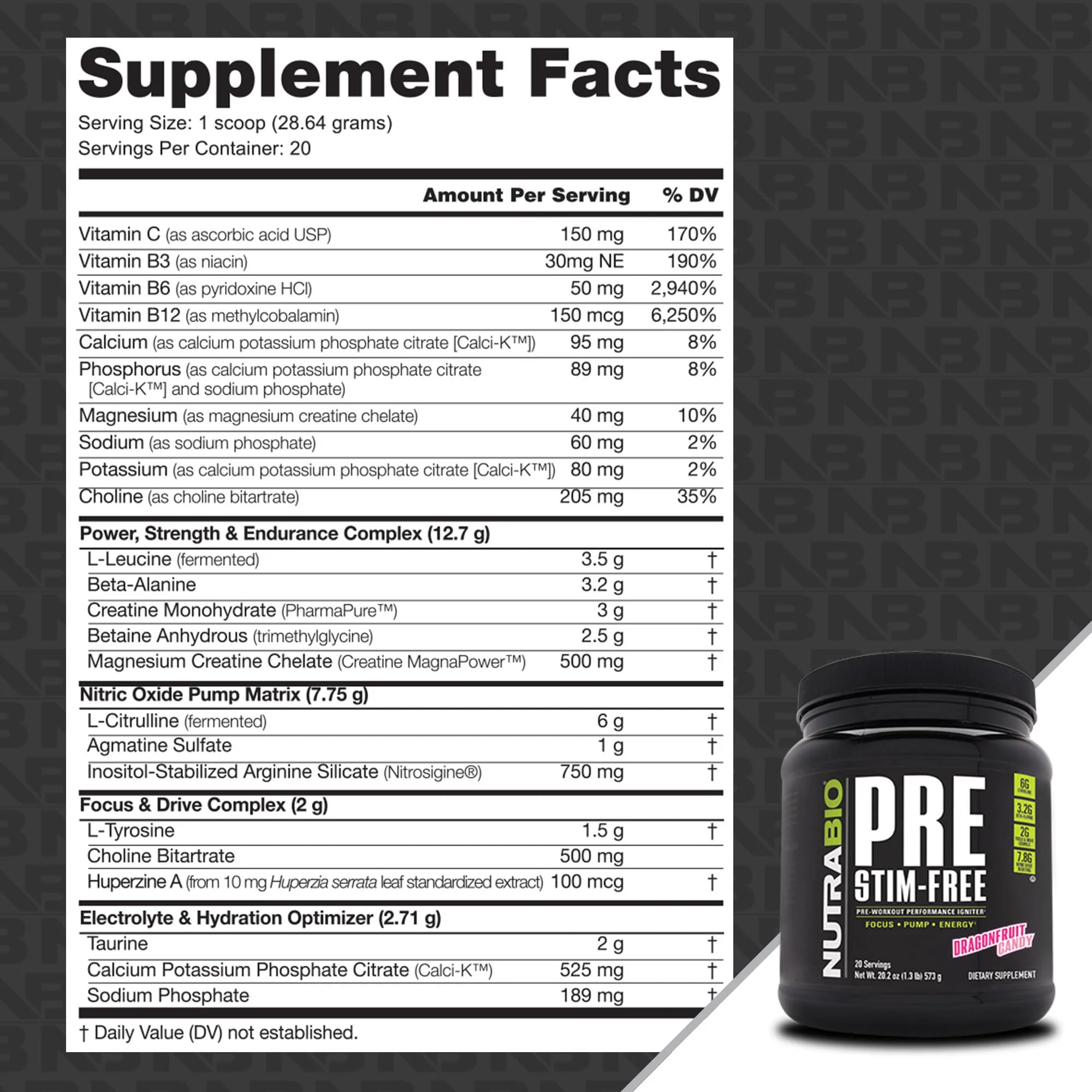 NutraBio PRE Stim Free - Caffeine Free Pre Workout Powder - Sustained Energy, Mental NutraBio uk supplements