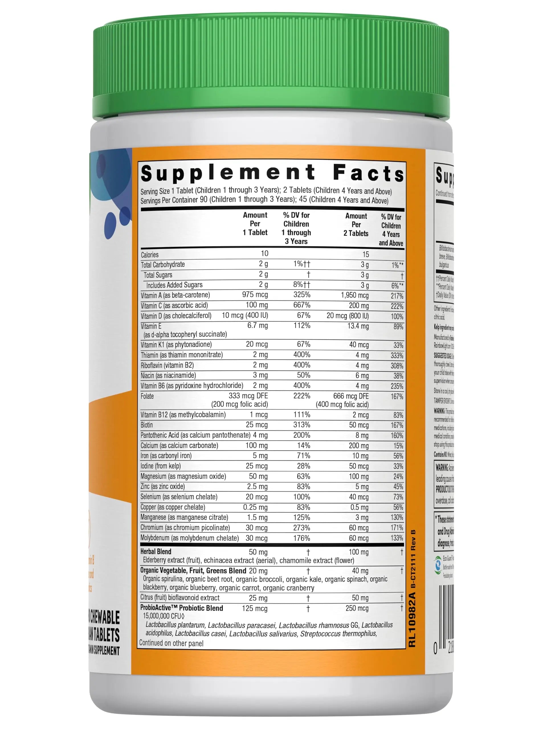 Rainbow Light Kids One Multivitamin Tablets, Provides Healthy Growth and Immune Support, with Vitamin C, Zinc, & B Complex Rainbow Light uk supplements
