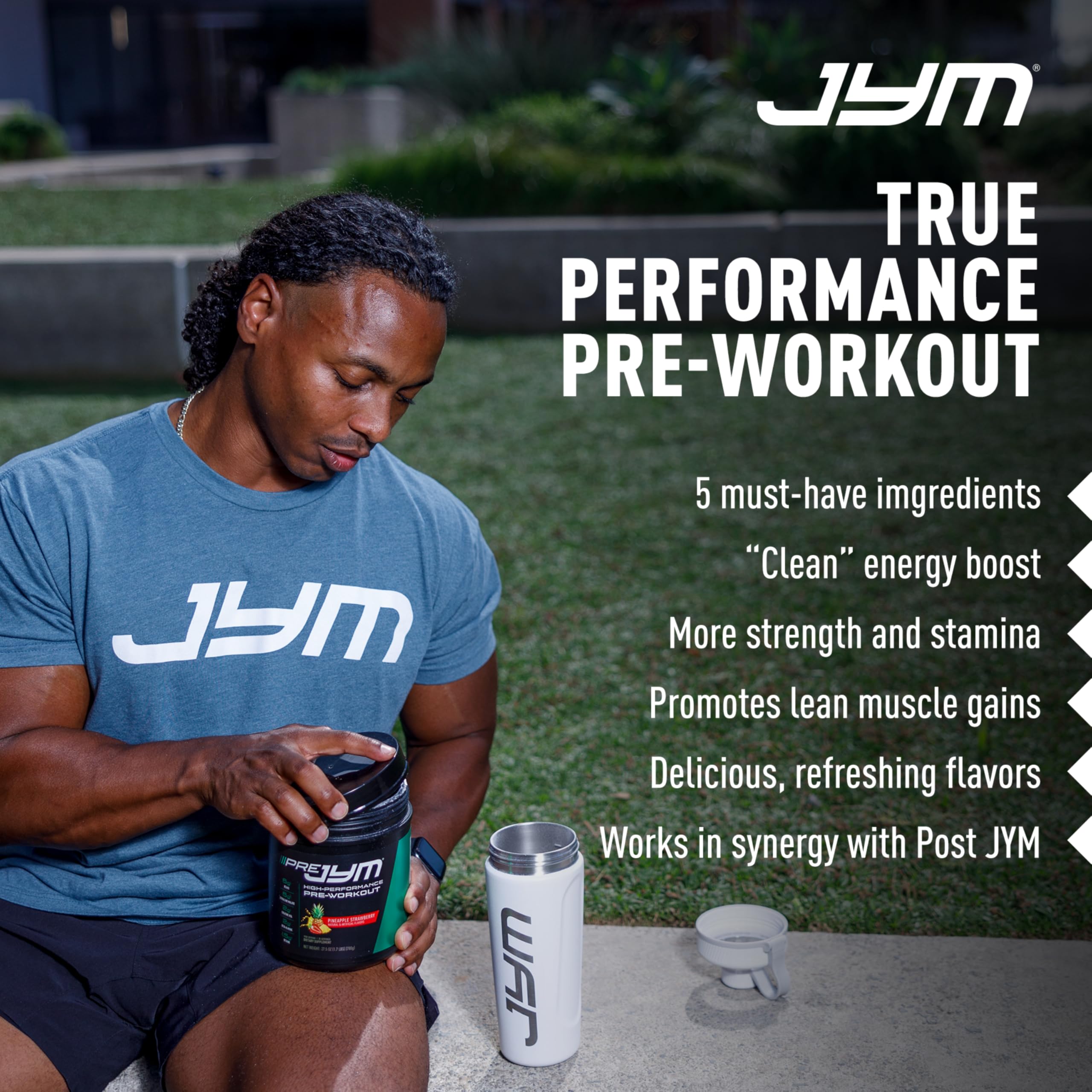 JYM Supplement Science Pre JYM Pineapple Strawberry Pre Workout Powder for Men & Women, BCAAs, Nootropics, Creatine HCI, Citrulline, Beta-Alanin JYM Supplement Science uk supplements