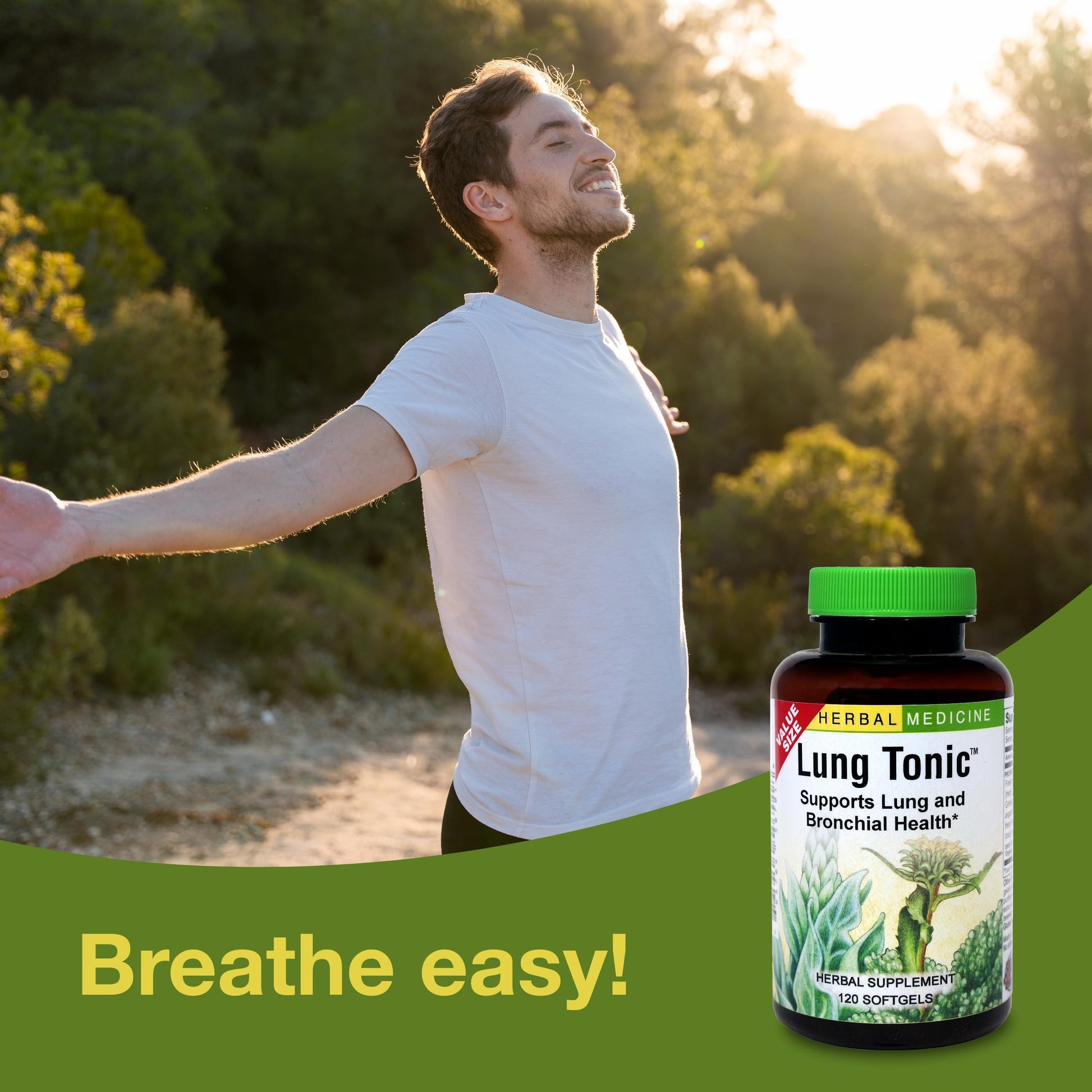 Herbs Etc. Lung Tonic - Lung Supplement for Bronchial Support - Healthy Breathing Support with Mullein, Horehound & Grindelia - 120 Softgels Herbs Etc. uk supplements