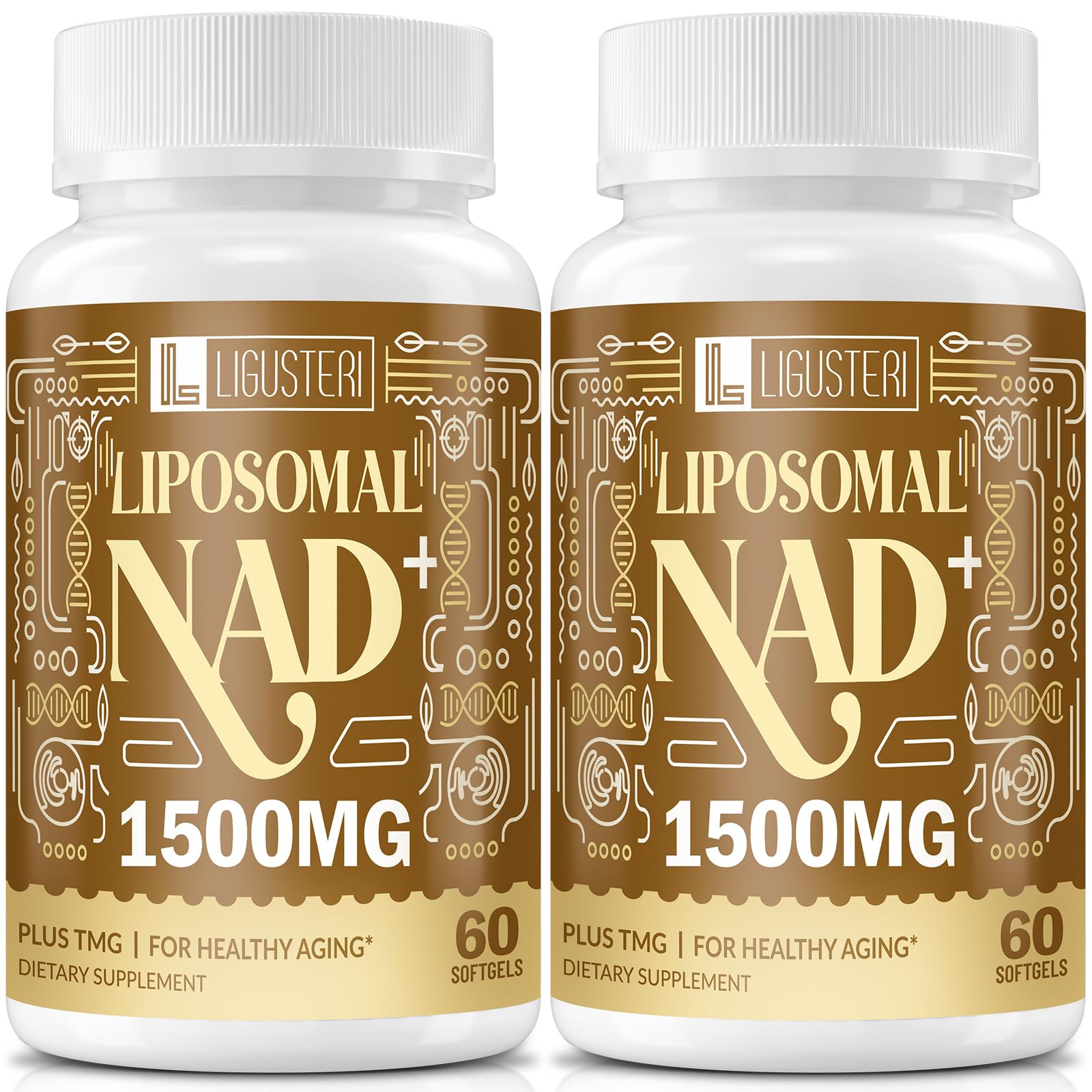 LIGUSTERI 1500 MG Liposomal NAD+, 98%+ Absorption, NAD+ Supplement for Women & Men with TMG, for Aging Defense, Cellular Energy, Heart & Brain Function, Longevity, 120 Softgels LIGUSTERI uk supplements