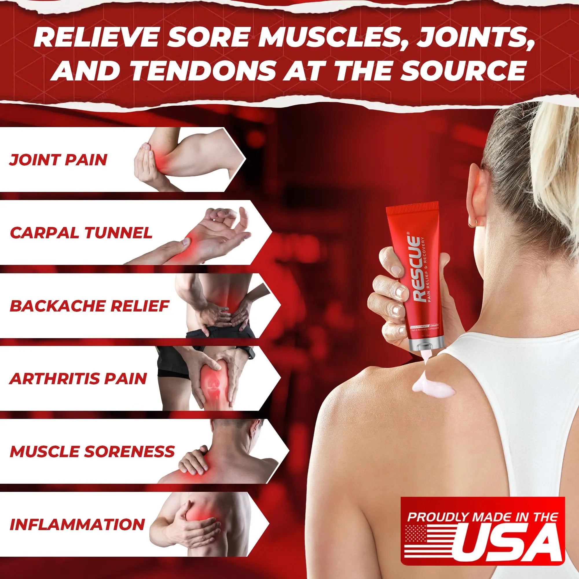RESCUE PAIN RELIEF & RECOVERY Cream - All-in-One Solution for Back, Neck, Knee, Hand, Foot, and Shoulder Pain - Combines Power of Key Ingredients from Leading Pain Relief CreamProducts - 4 Ounces RESCUE PAIN RELIEF & RECOVERY uk supplements