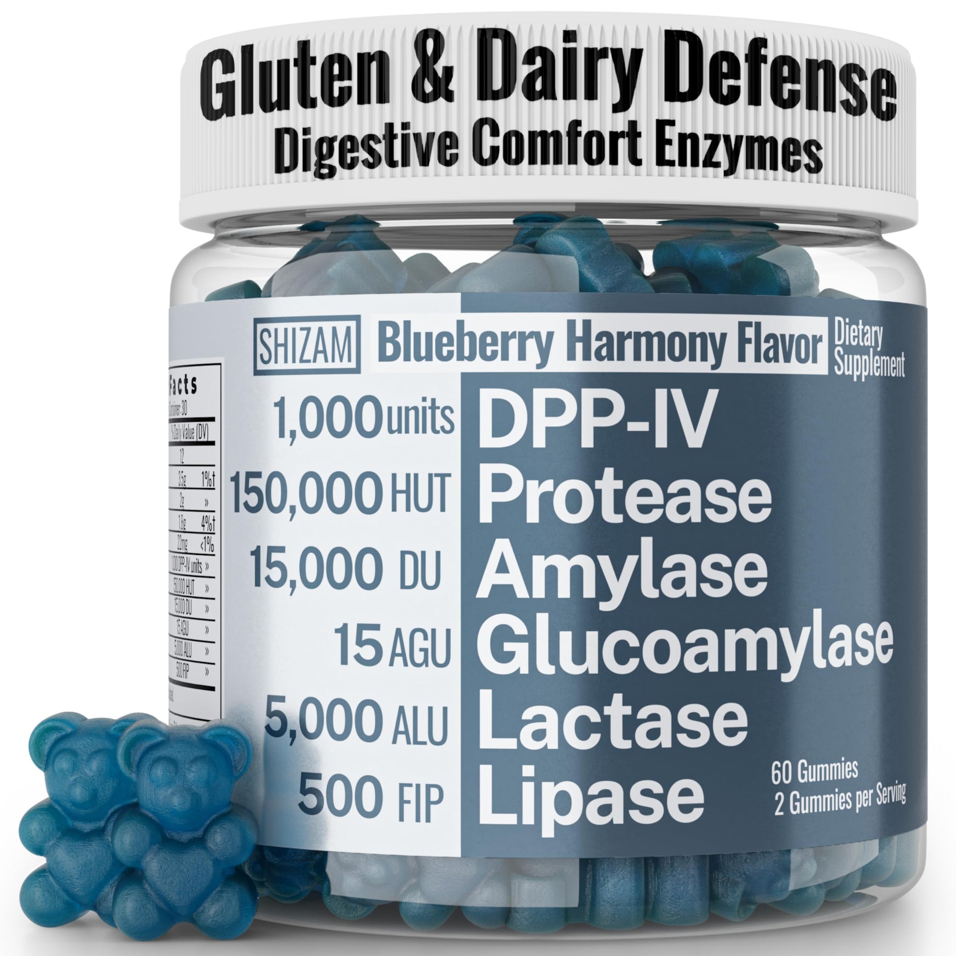 Gluten & Lactase Digestive Enzyme Gummies – Lactase Pancreatic Enzymes with DPP‑IV Lipase Gluco‑Amylase Lactase, Drops Chewables Capsules Pills Powder Supplement Alt, Pancreatic Support, for Kids SHIZAM uk supplements