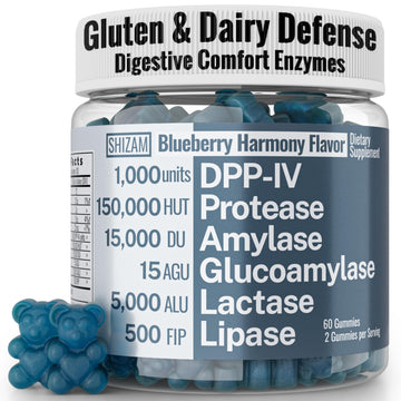 Gluten & Lactase Digestive Enzyme Gummies – Lactase Pancreatic Enzymes with DPP‑IV Lipase Gluco‑Amylase Lactase, Drops Chewables Capsules Pills Powder Supplement Alt, Pancreatic Support, for Kids SHIZAM uk supplements