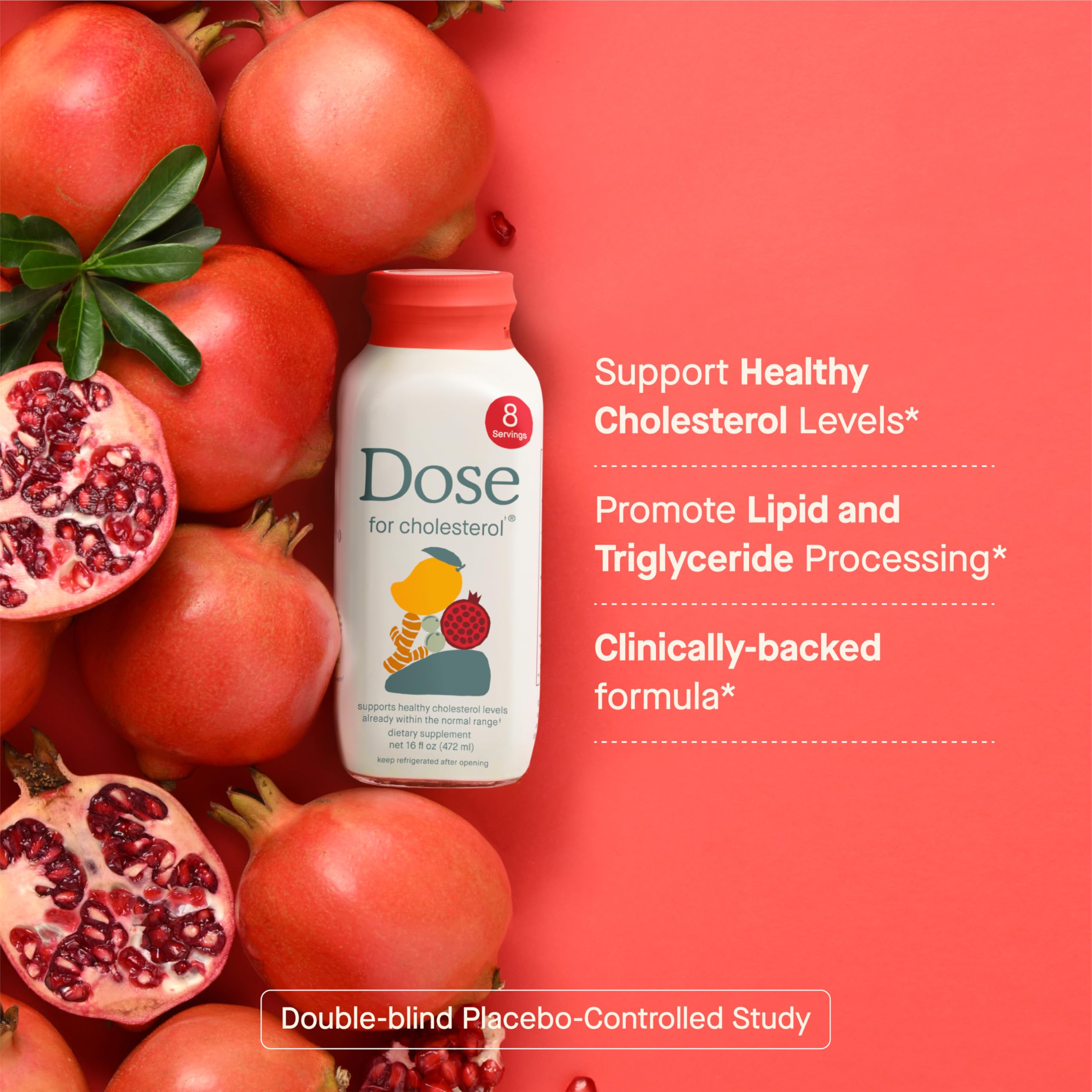 DOSE for Cholesterol Supplements Maintain Healthy Cholesterol Levels and Supports Cardiovascular Health Gluten-Free Vegan Zero Sugar, 16oz Bottle, 3 Pack (3 Week Supply) DOSE uk supplements