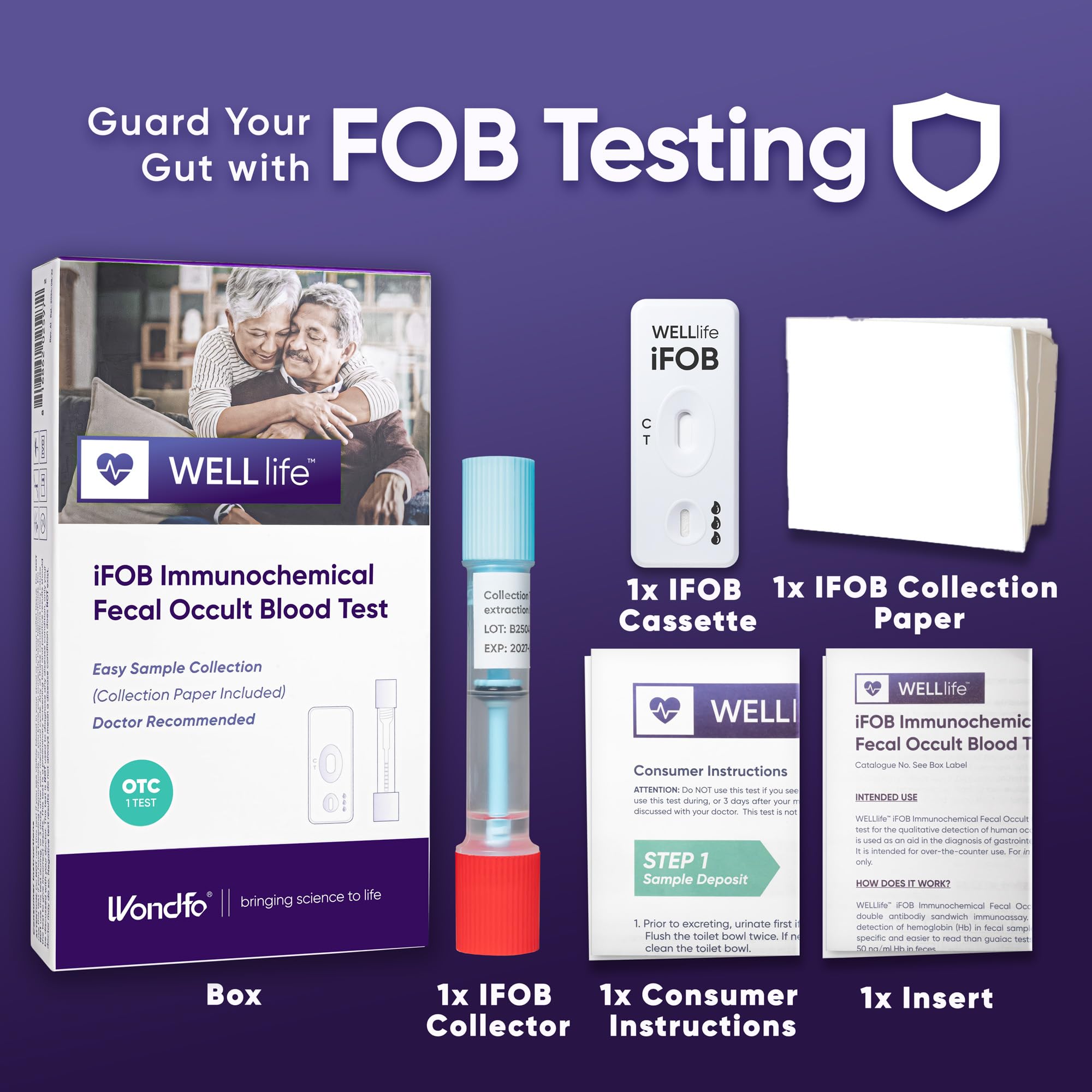 WELLlife iFOB Immunochemical Fecal Occult Blood Test, Colon Screening Test Kit Stool Test at Home Easy to Use, 1 Test Detect Hidden Blood in 10 Minutes FOB Test for Home WELL LIFE uk supplements