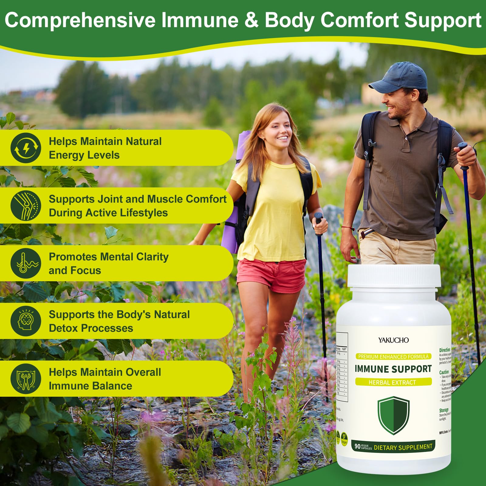 Herbal Immune Support Supplement, Vegan Capsules with Japanese Knotweed, Cat’s Claw, Skullcap & Sanguinolenta, Supports Immune Health & Overall Wellness, Gluten-Free Yakucho uk supplements